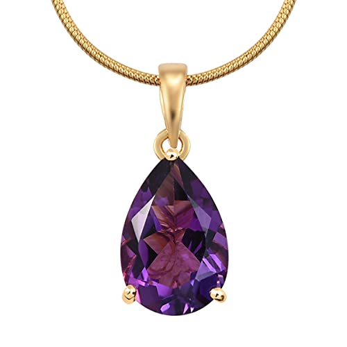 Amethyst Pendant Necklace, Amethyst Teardrop Pendant, February Birthstone Necklace, 925 Sterling Silver, Amethyst Gold Necklace, Gift