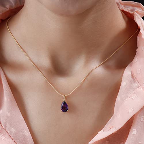 Amethyst Pendant Necklace, Amethyst Teardrop Pendant, February Birthstone Necklace, 925 Sterling Silver, Amethyst Gold Necklace, Gift