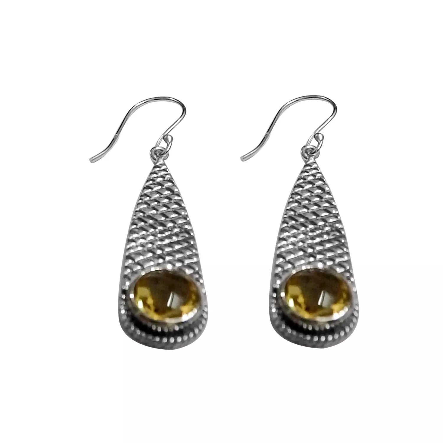 CITRINE Silver Earrings Dangle Long Hook Earrings in 925 Sterling Silver