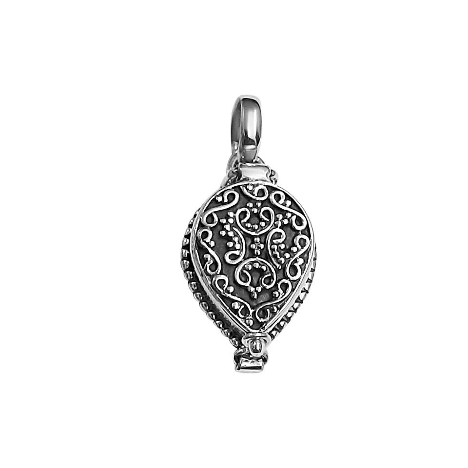 Teardrop Photo Pendant - Prayer, Message Locket Necklace - 925 Sterling Silver