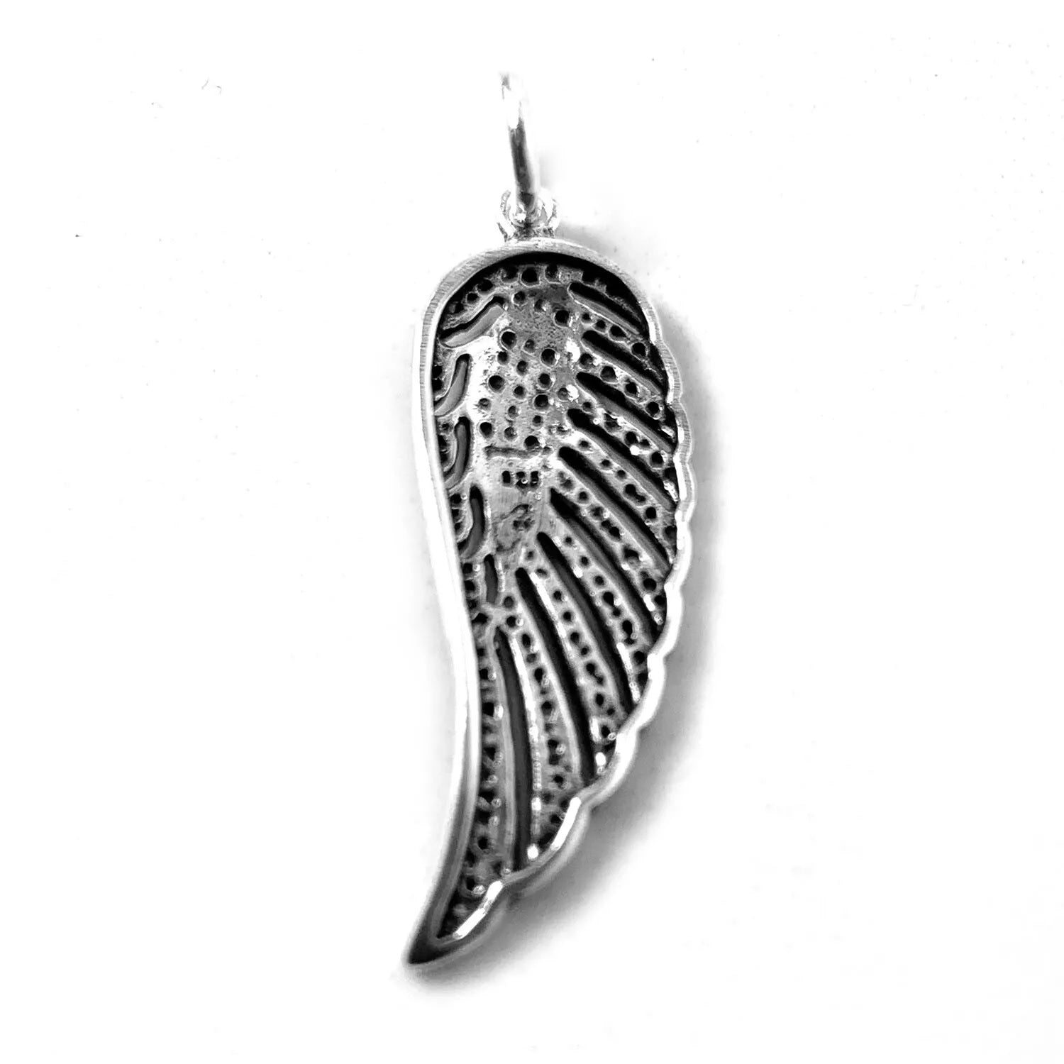 Angel Wing Marcasite Pendant in 925 Sterling Silver with Chain - 40 mm