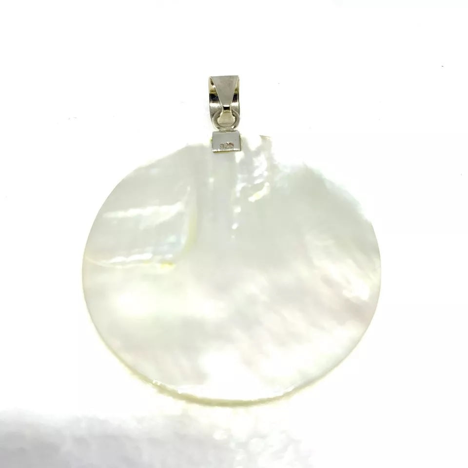 Bali Designer Mother Pearl Cross Pendant in Sterling Silver 925 - 5cm