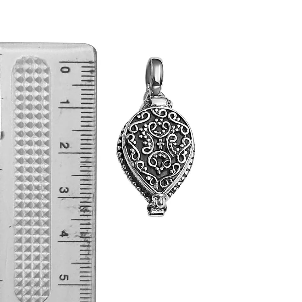 Teardrop Photo Pendant - Prayer, Message Locket Necklace - 925 Sterling Silver