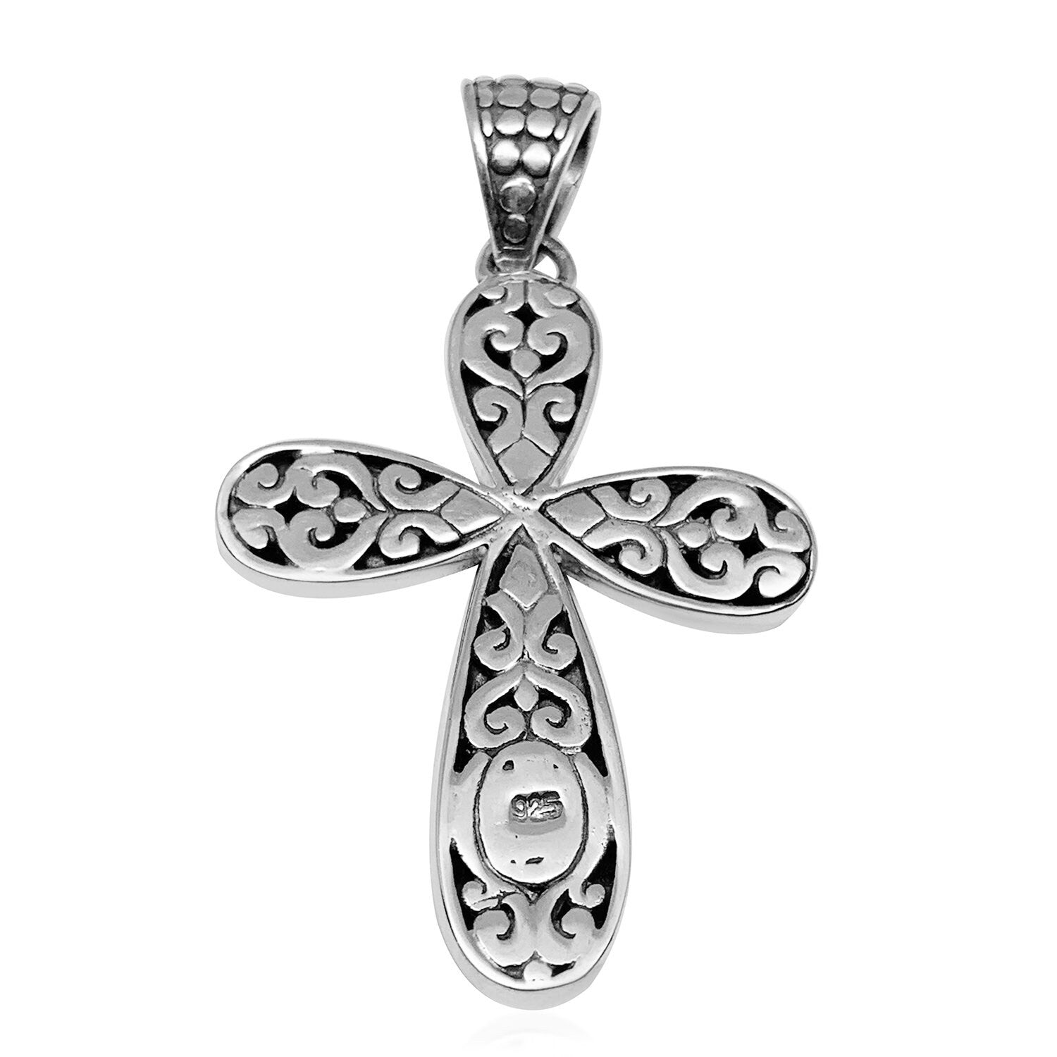 CROSS Pendant with Red Sponge Coral Shell in 925 Solid Sterling Silver