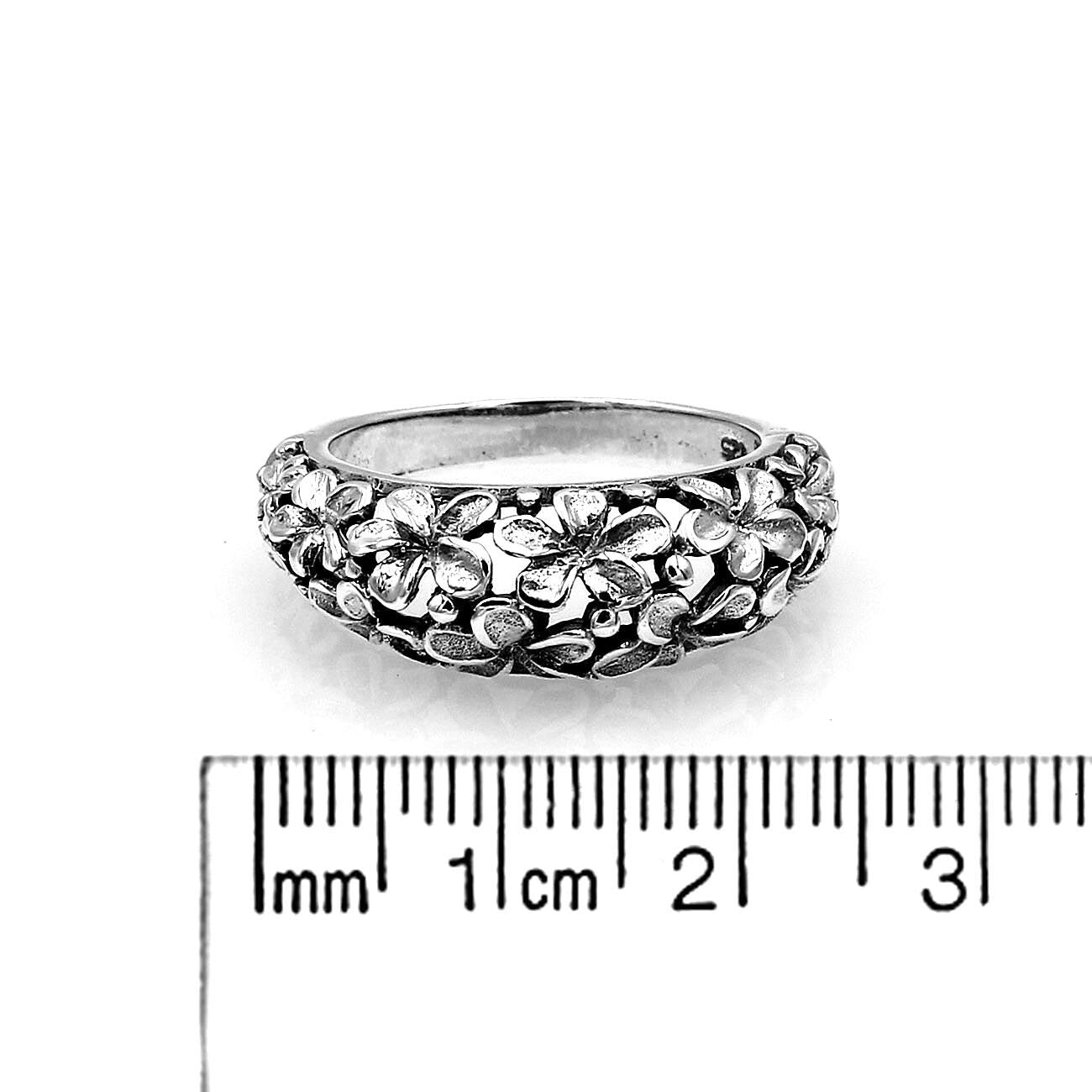 Designer BALI Frangipani Floral BAND Ring in 925 Sterling Silver - New #S10  - Size L , M , N , O , P , Q