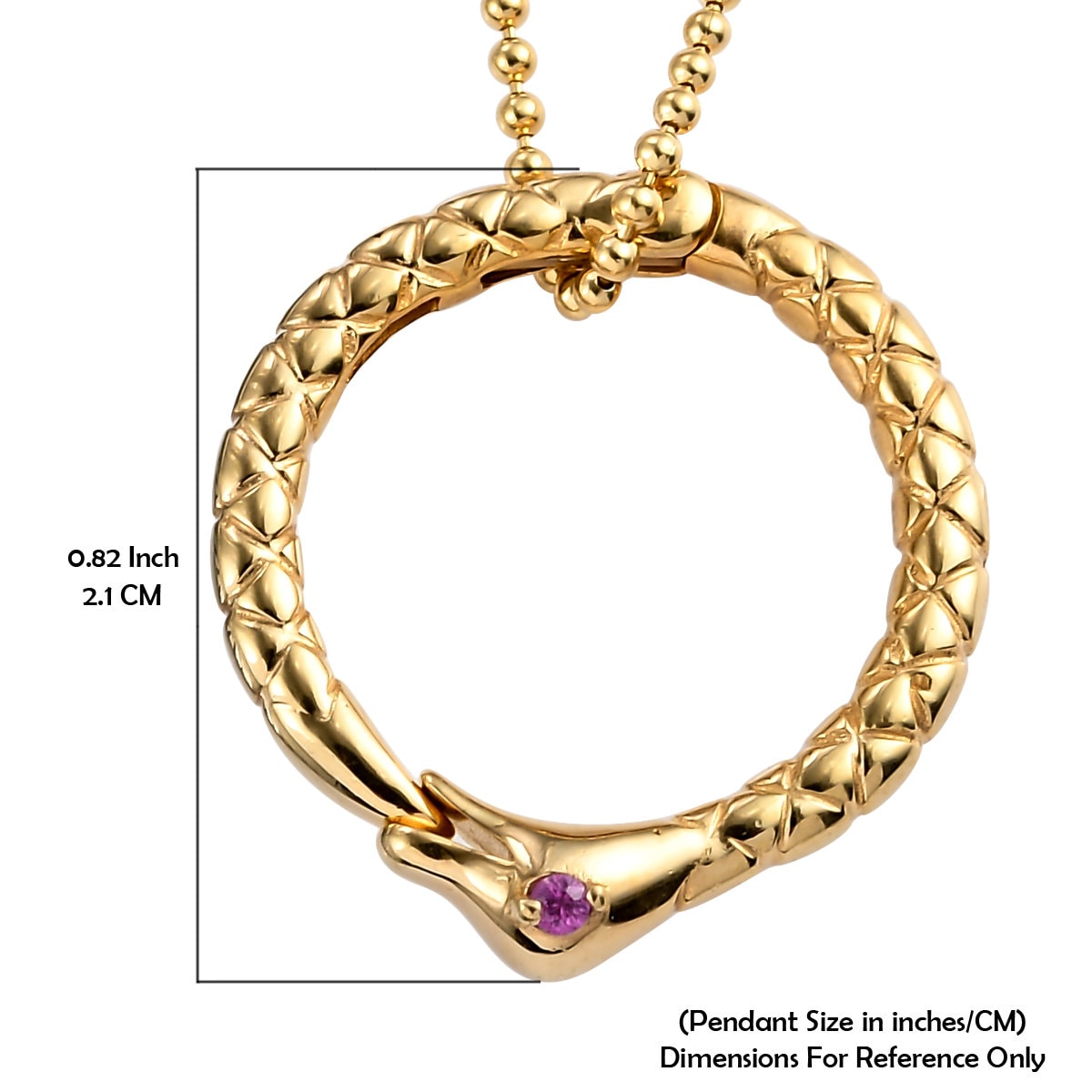 Ruby Snake Pendant Designer Necklace in 18K Gold Plated 925 Sterling Silver