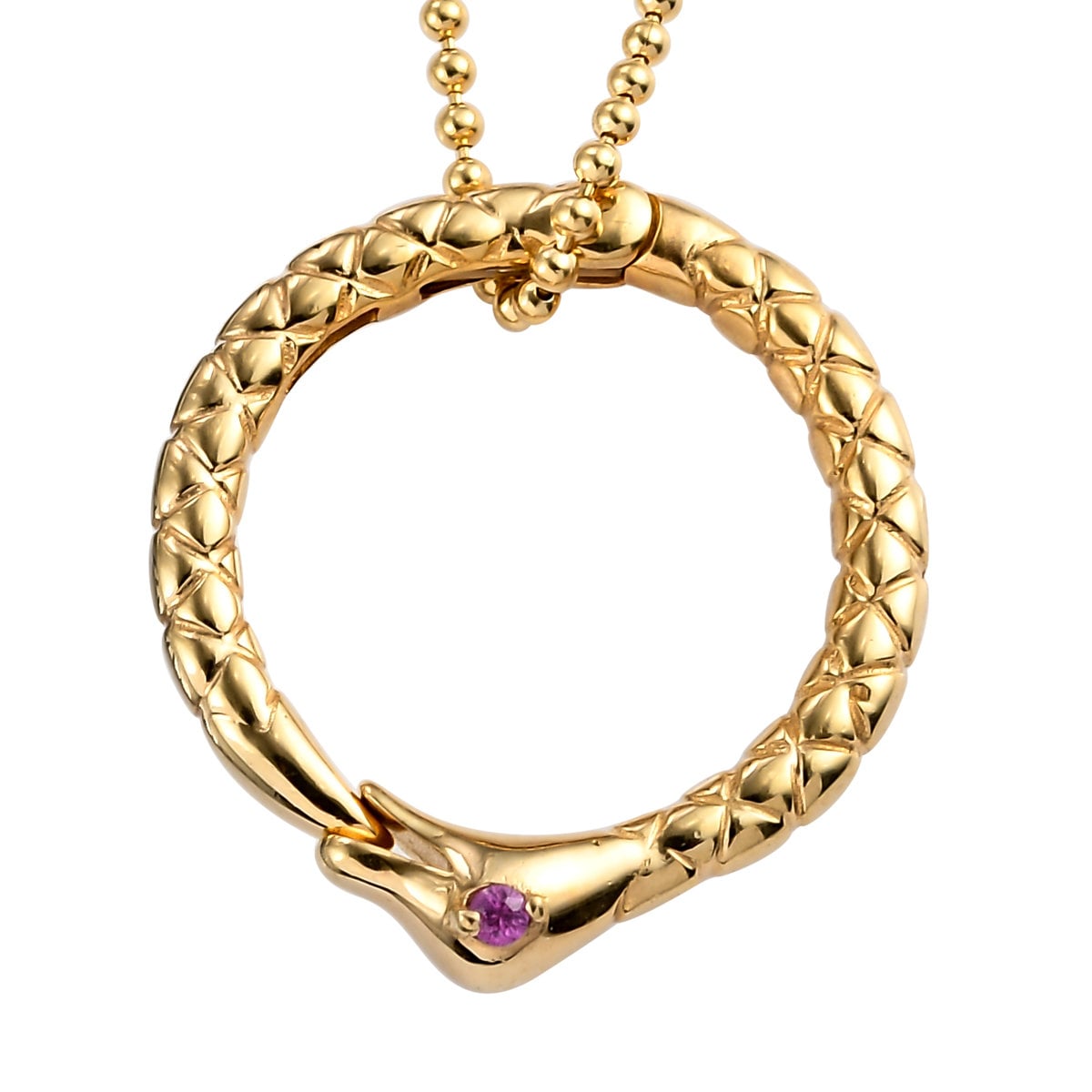 Ruby Snake Pendant Designer Necklace in 18K Gold Plated 925 Sterling Silver