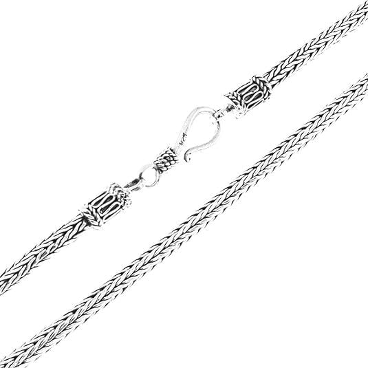 Handmade SNAKE CHAIN NECKLACE 3 mm in Solid 925 Sterling Silver Bali Tulang Naga