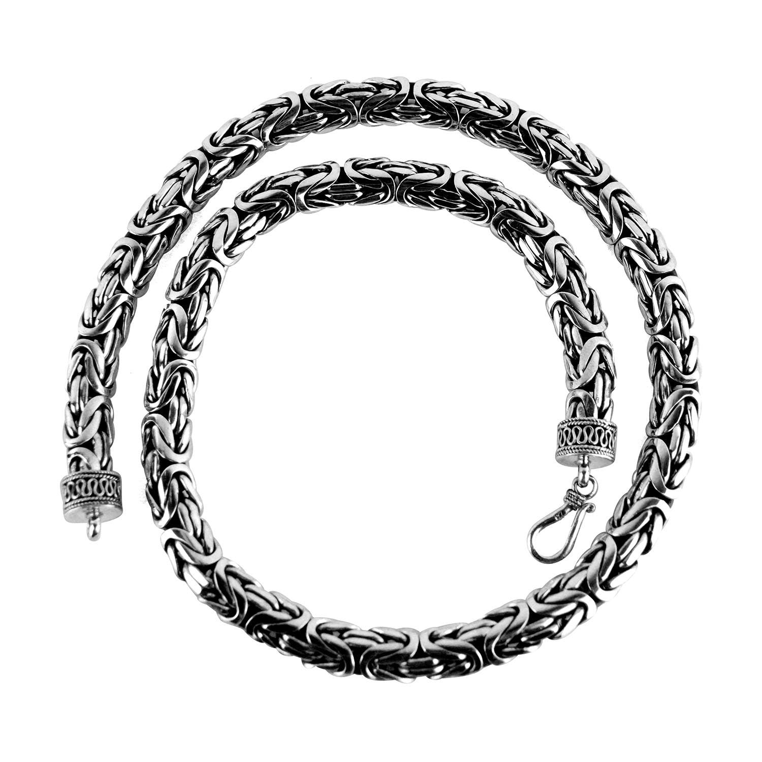 CHUNKY MENS Handmade Solid Sterling Silver 10 mm BYZANTINE Chain Necklace 24 Inches - 220 Gm