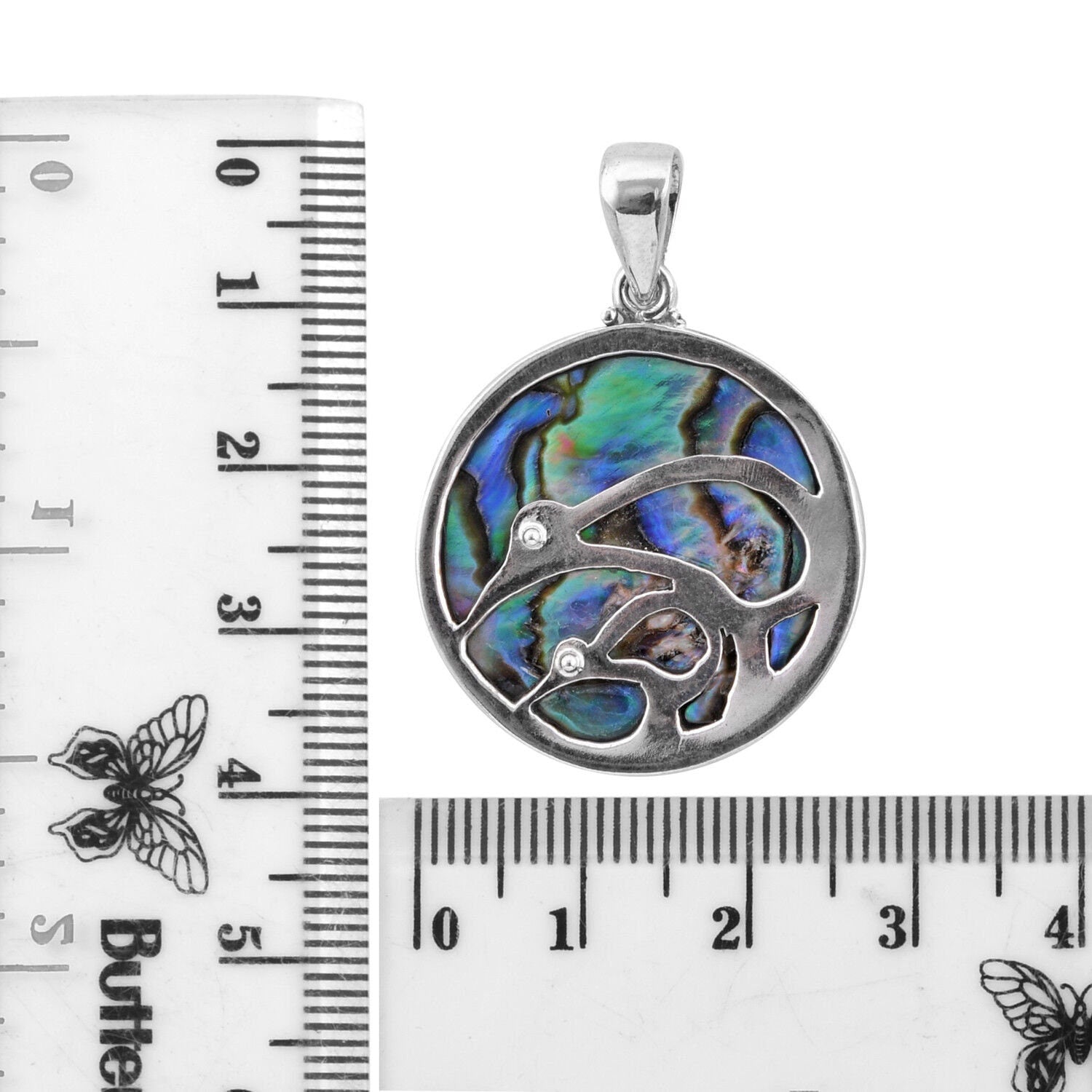 Abalone Paua Shell Bird Pendant in Sterling Silver 925 - 3.7 CM