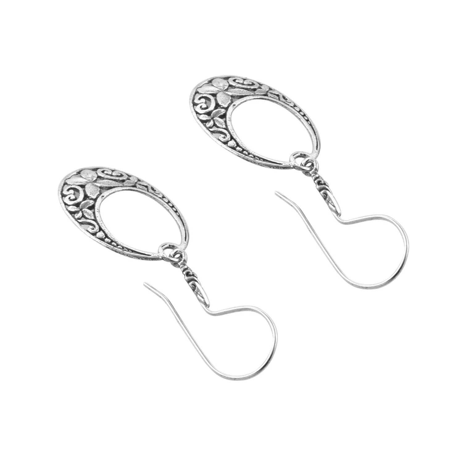 BALI FLORAL DANGLE Earrings in 925 Sterling Silver