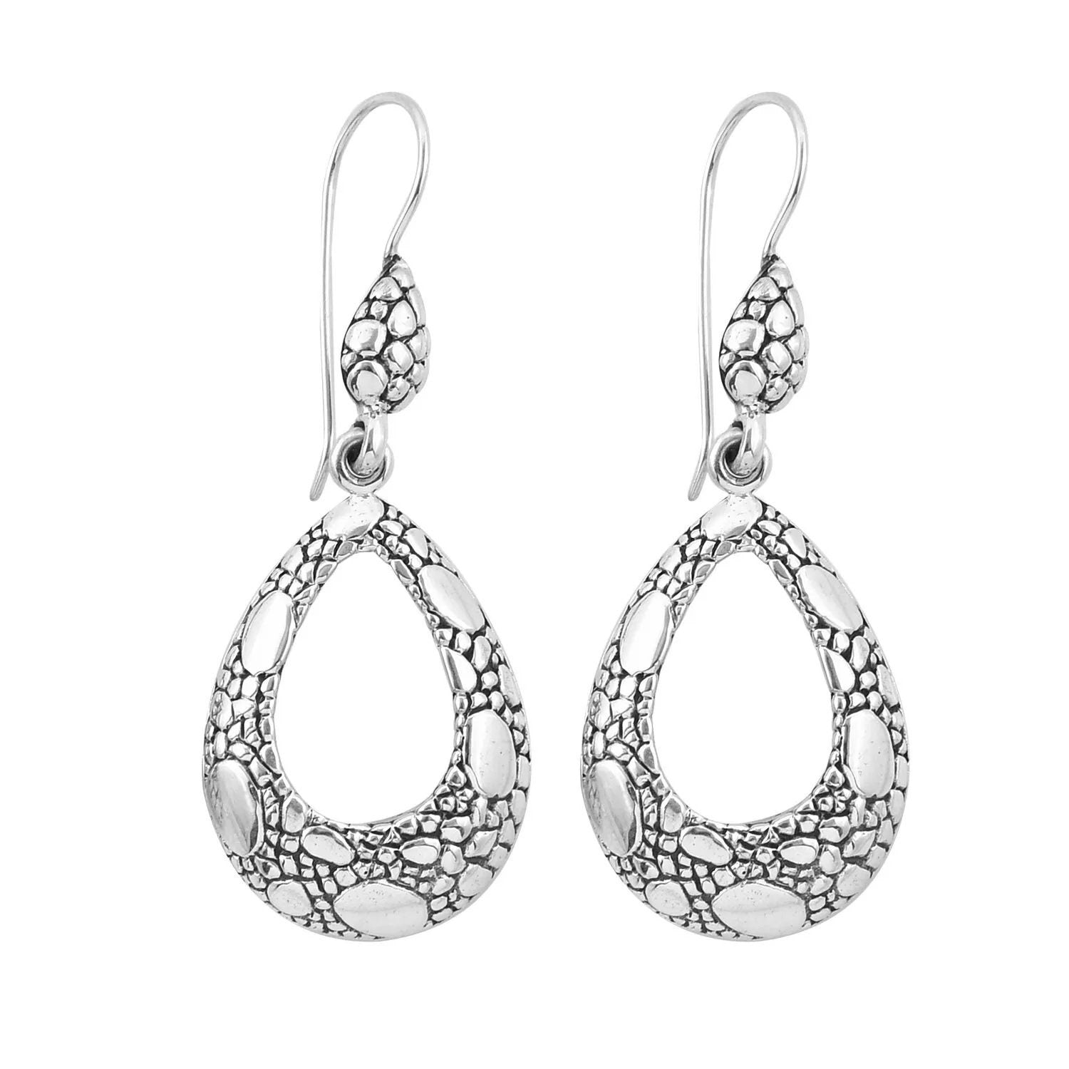 Designer dangle Earrings in Solid 925 Sterling Silver 8 Grams - 5.3 cm