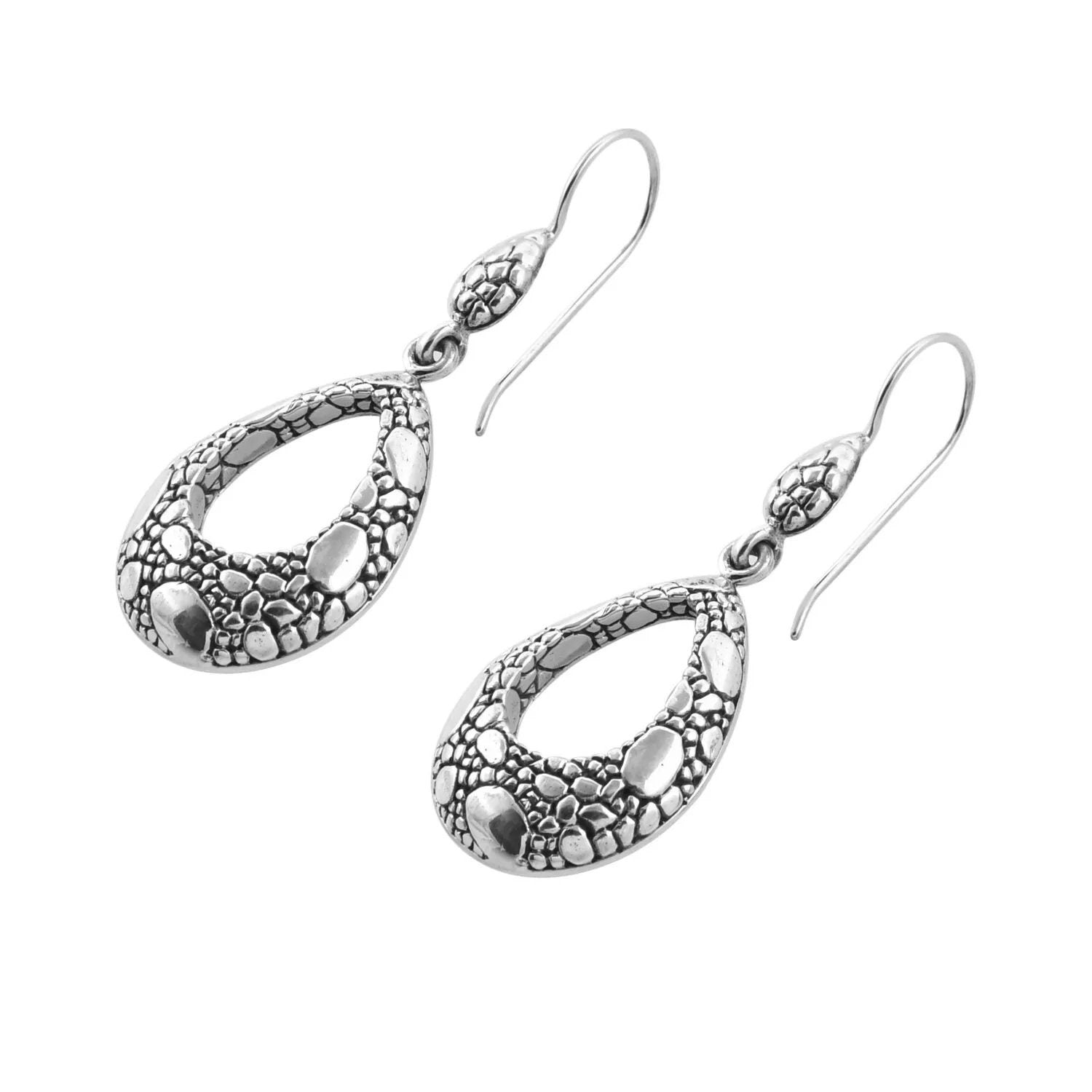 Designer dangle Earrings in Solid 925 Sterling Silver 8 Grams - 5.3 cm