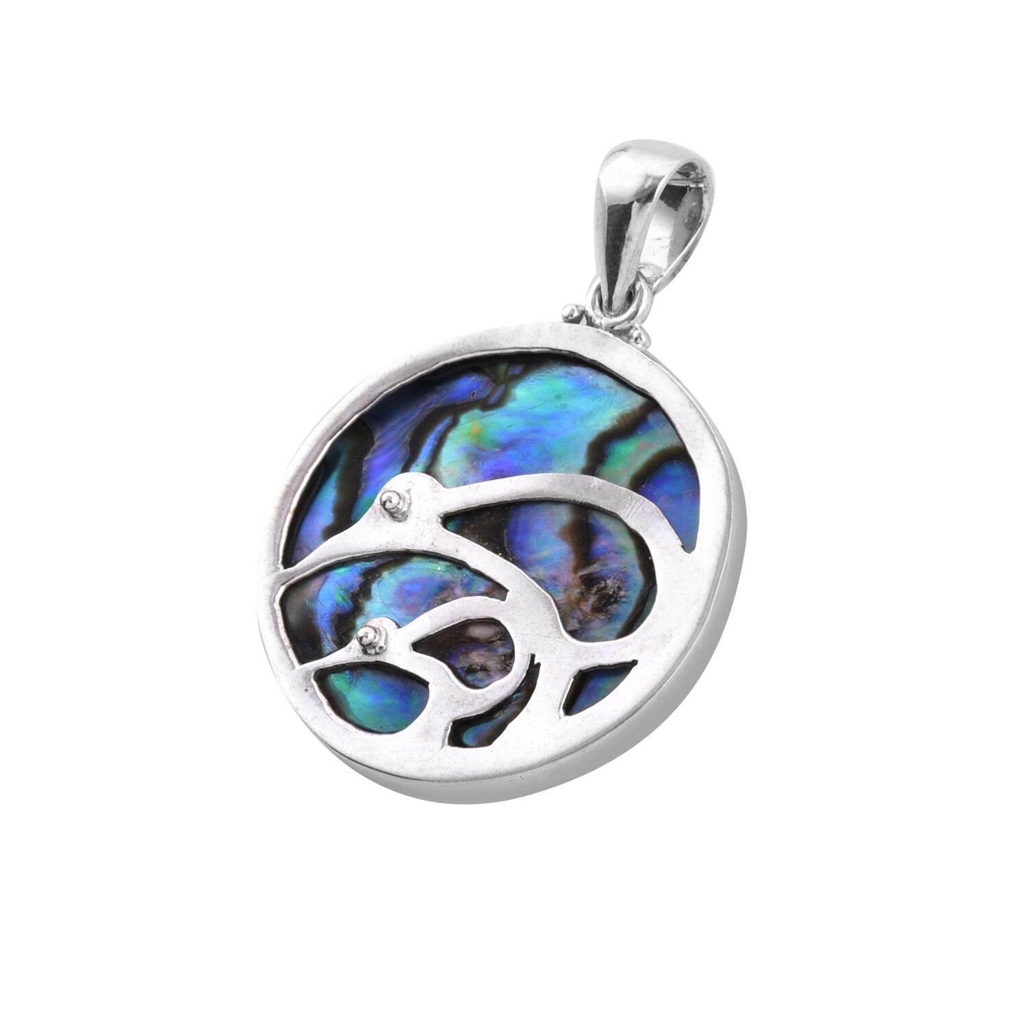 Abalone Paua Shell Bird Pendant in Sterling Silver 925 - 3.7 CM