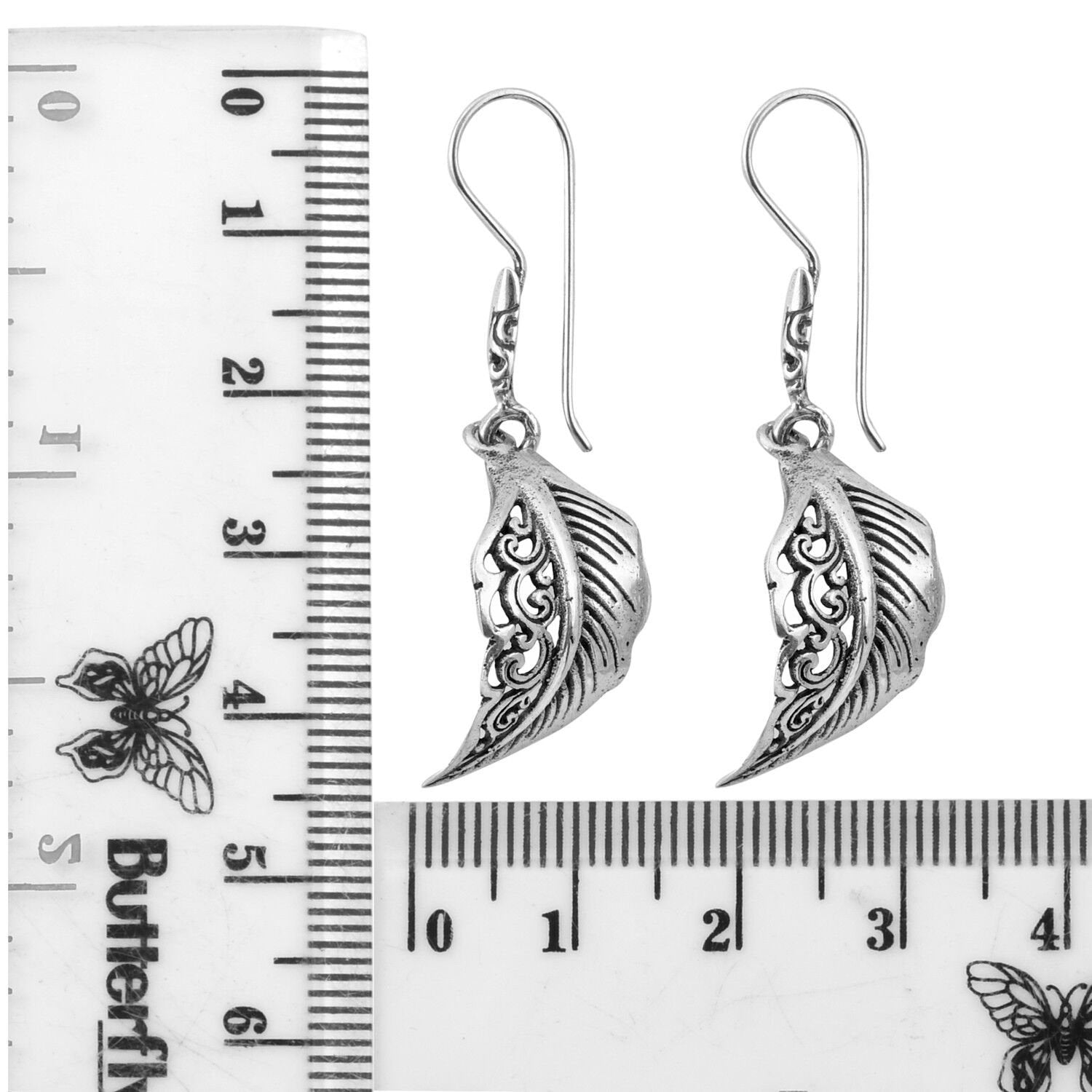 Silver LEAF Earrings Dangle Handmade in Solid925 Sterling Silver - 4.2 cm