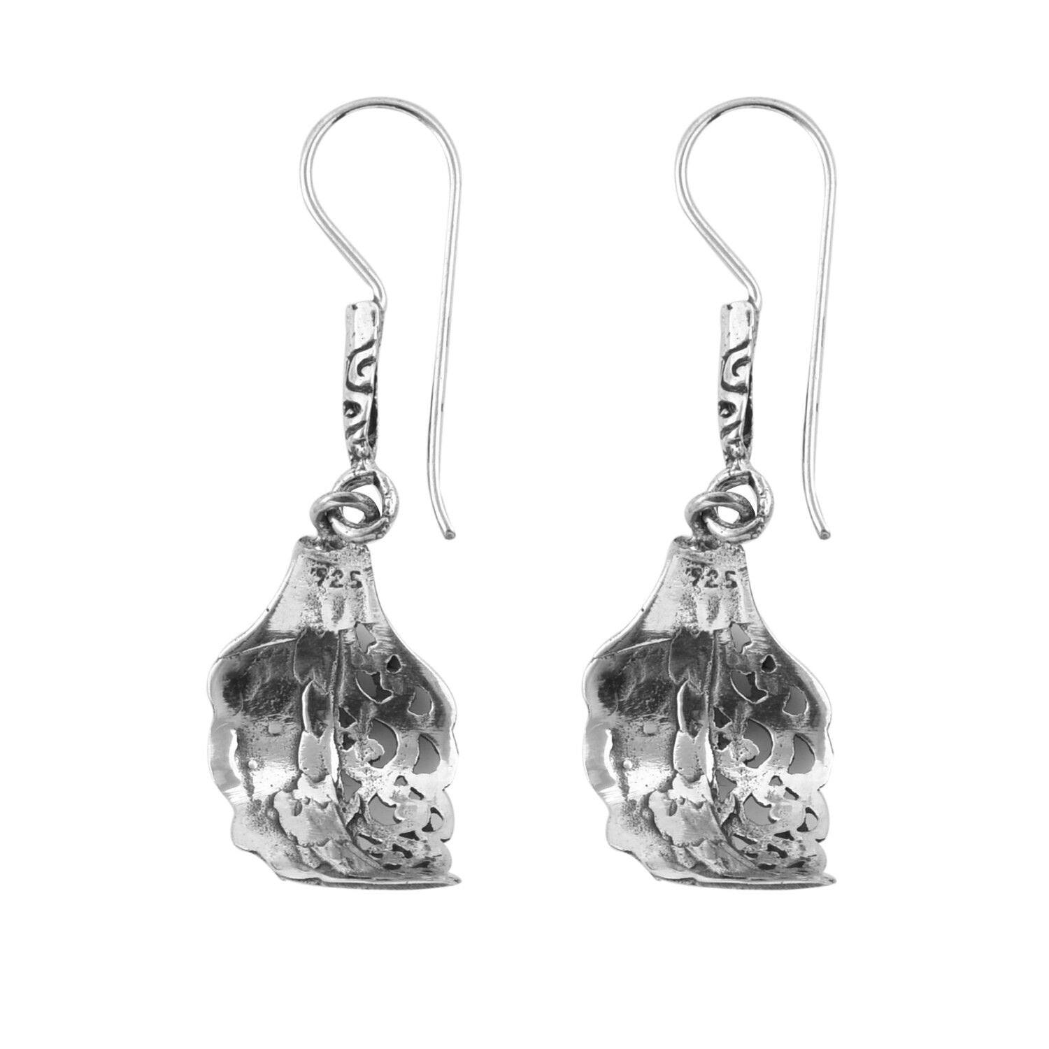 Silver LEAF Earrings Dangle Handmade in Solid925 Sterling Silver - 4.2 cm