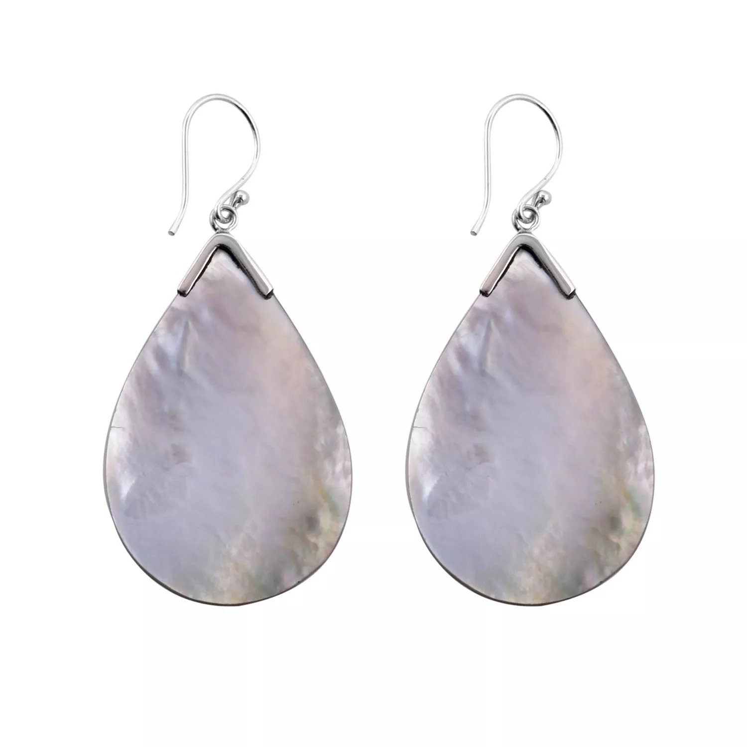 Silver Shell Earrings Hand Carved in 925 Sterling Silver Brown - 5.4 cm