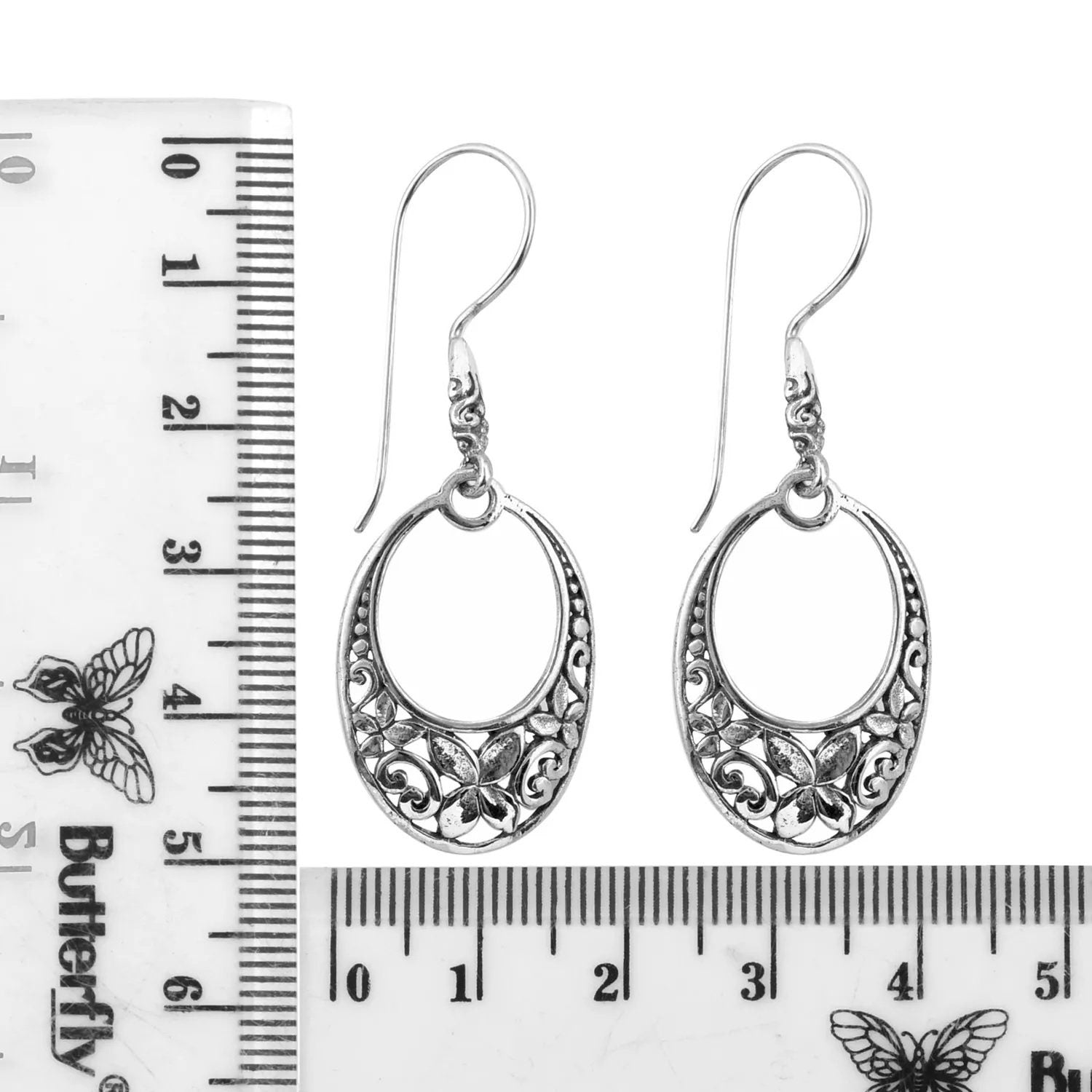 BALI FLORAL DANGLE Earrings in 925 Sterling Silver