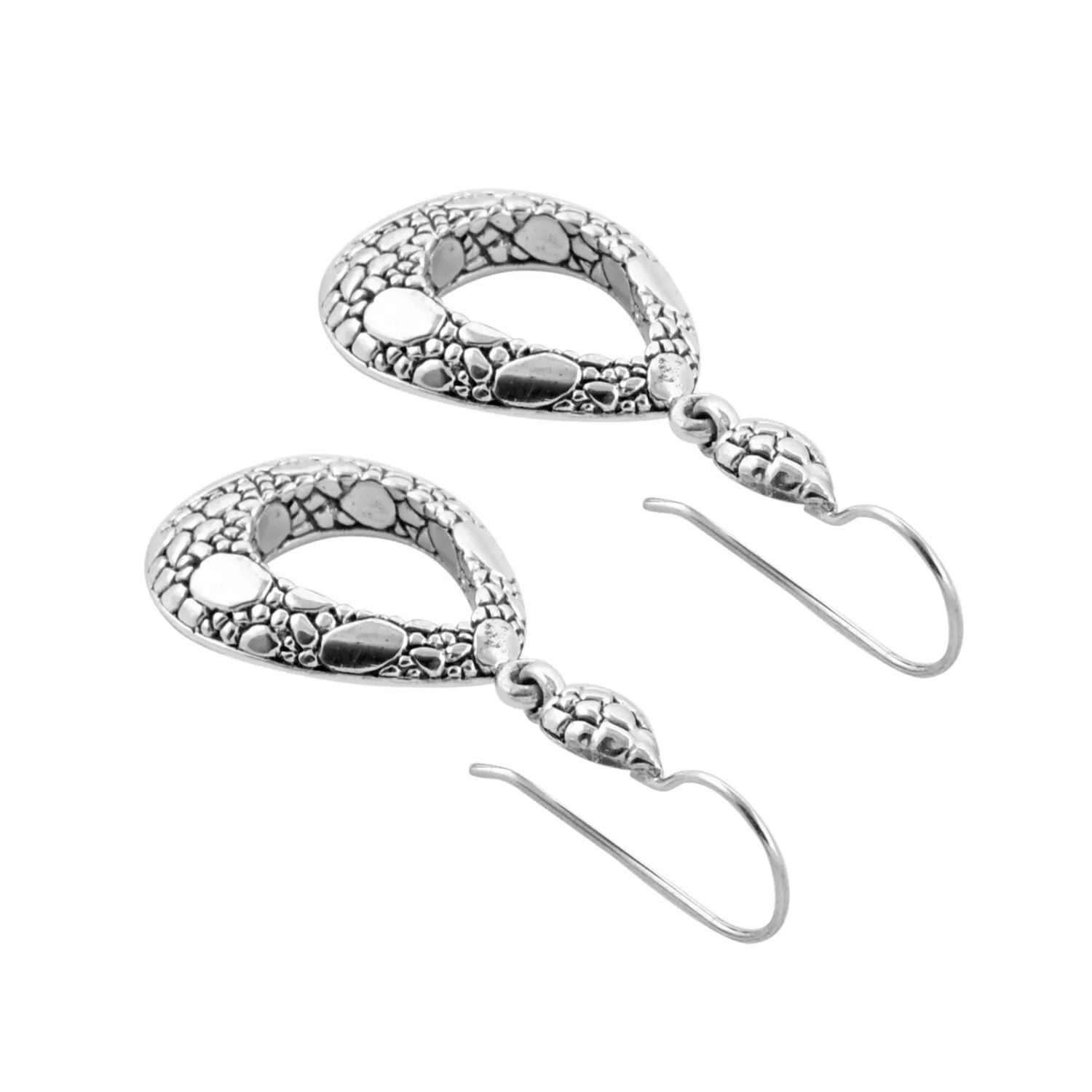 Designer dangle Earrings in Solid 925 Sterling Silver 8 Grams - 5.3 cm