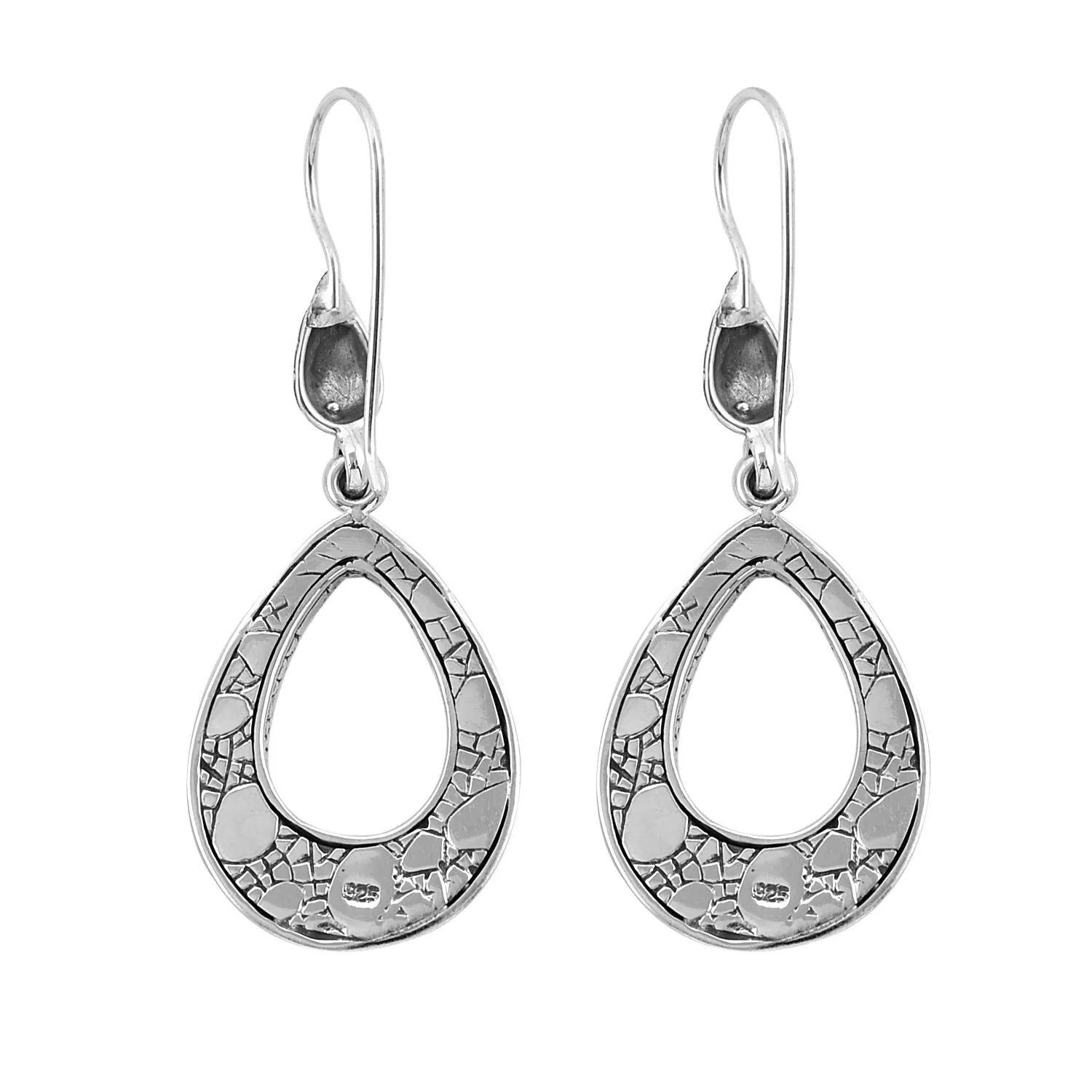 Designer dangle Earrings in Solid 925 Sterling Silver 8 Grams - 5.3 cm