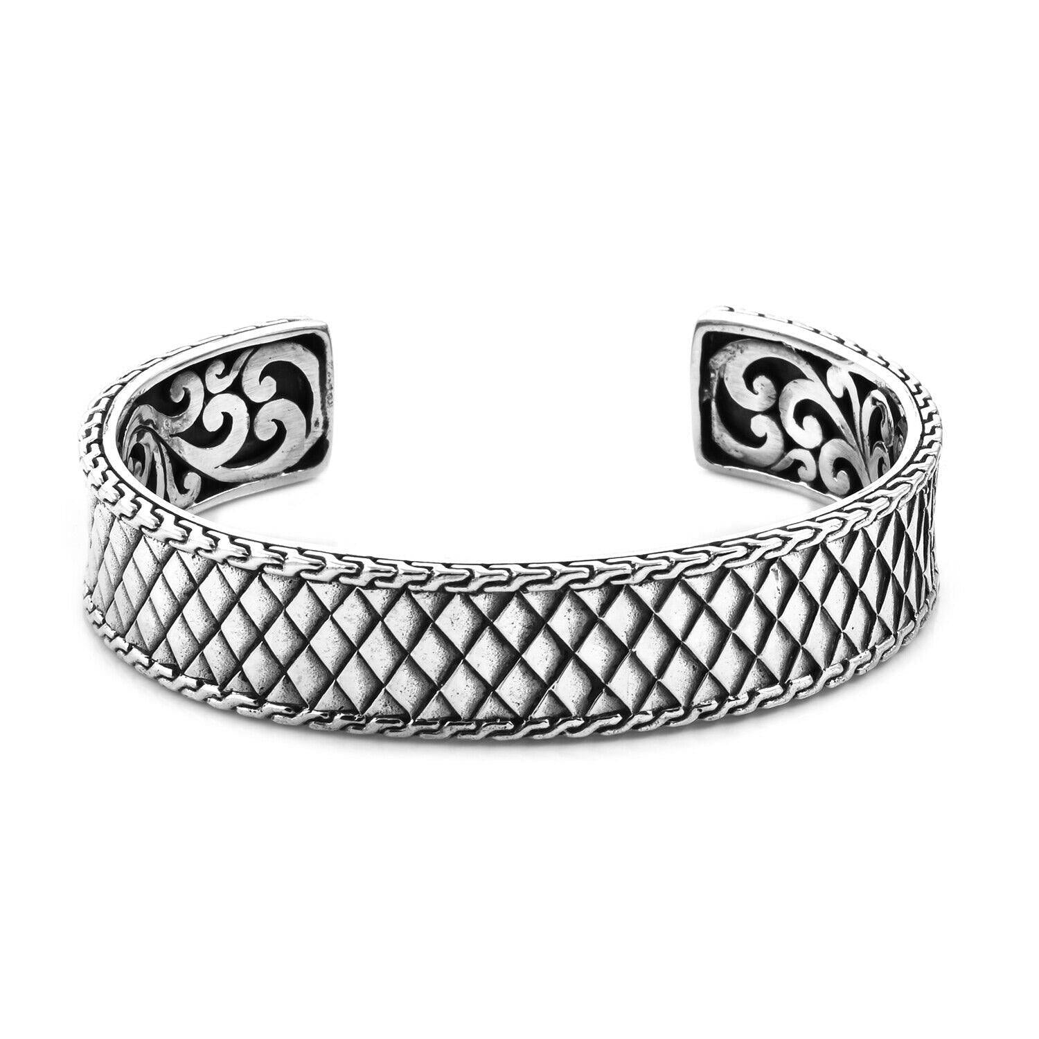 Balinese Sterling Silver Oxidised Cuff Bangle Bracelet - Inspiring Jewellery