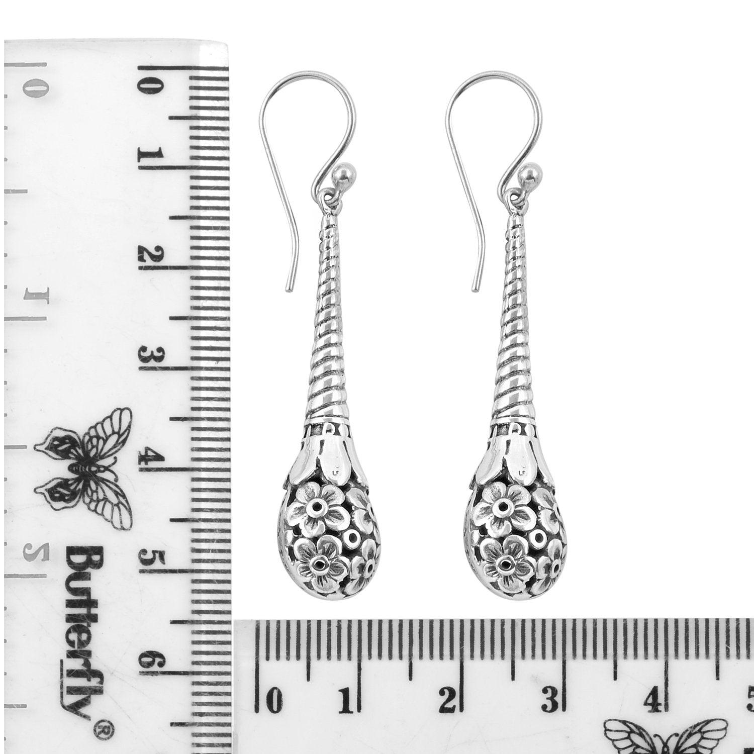 Sterling Silver Long FLORAL DANGLE Earrings - Inspiring Jewellery
