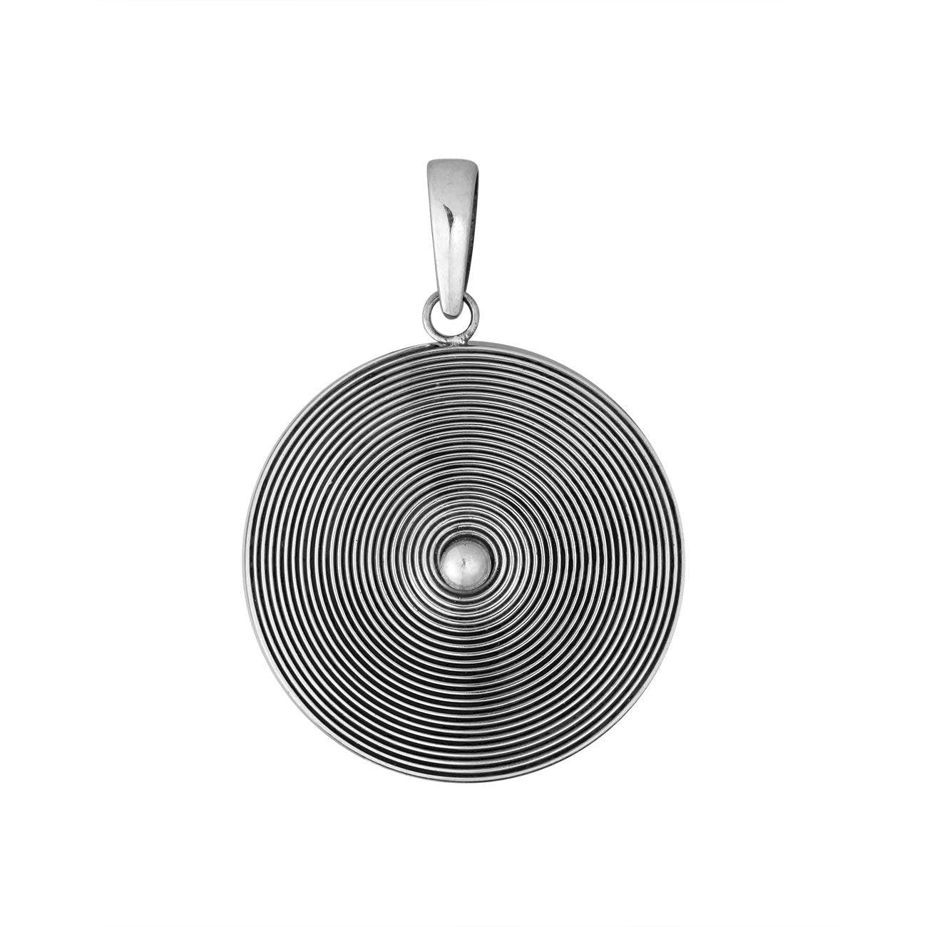Handmade 925 Sterling Silver Oxidized Spiral Circle Pendant - Inspiring Jewellery