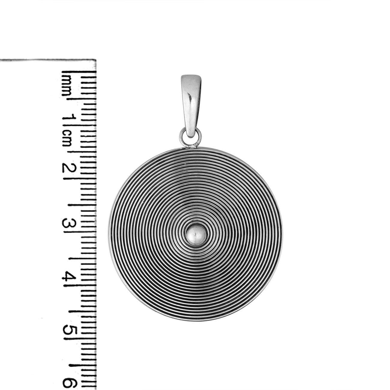 Handmade 925 Sterling Silver Oxidized Spiral Circle Pendant - Inspiring Jewellery