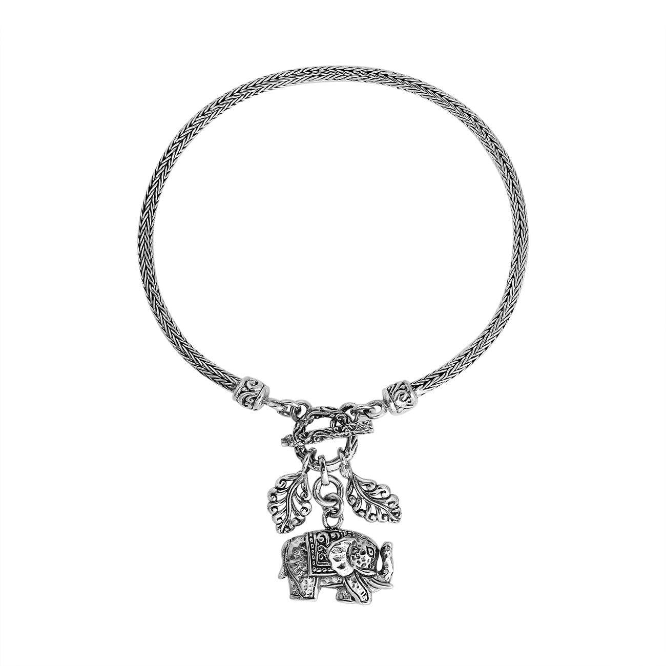 Sterling Silver Elephant charms 2.5 mm Snake Chain Bracelet - Inspiring Jewellery