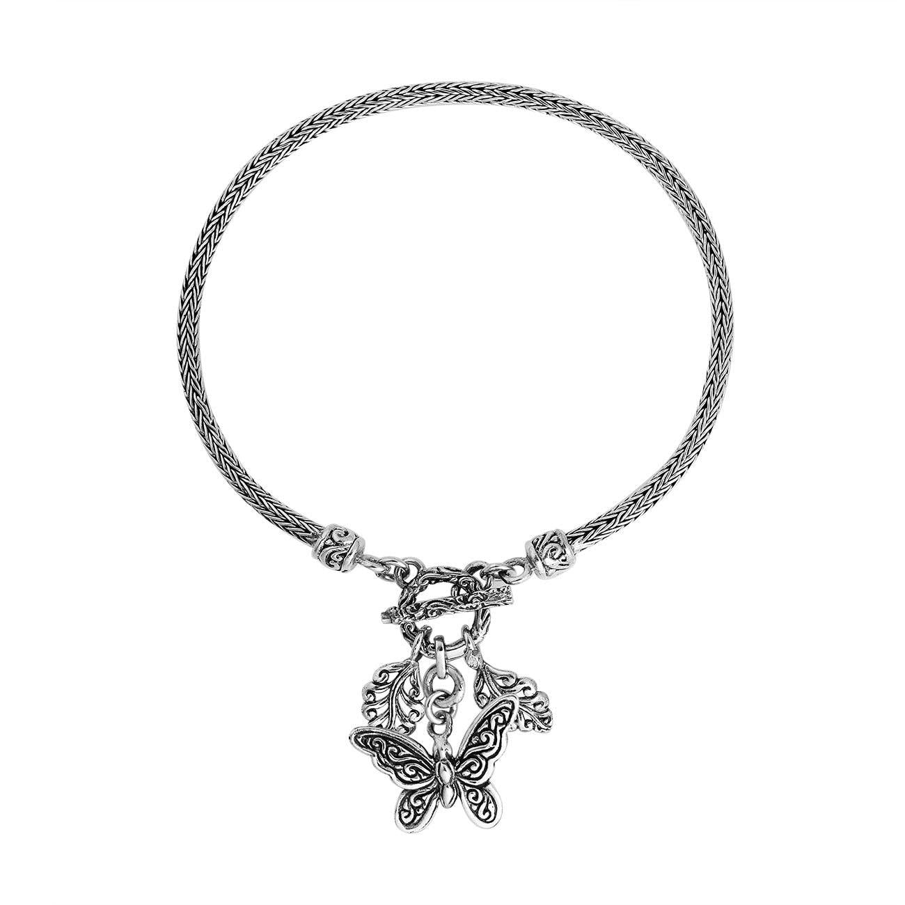 Sterling Silver Butterfly Charm Snake Chain bracelet - Inspiring Jewellery