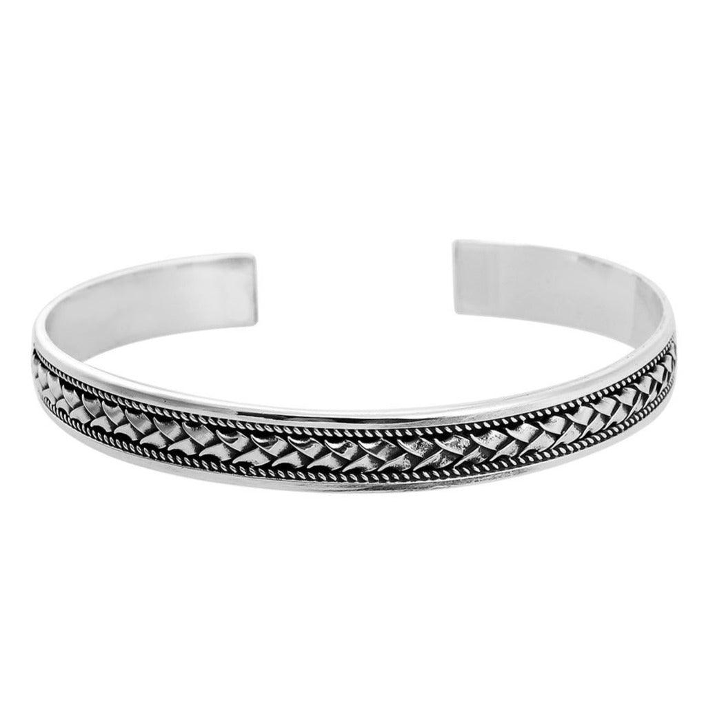 Balinese Sterling Silver CUFF Adjustable Bangle Bracelet - Inspiring Jewellery