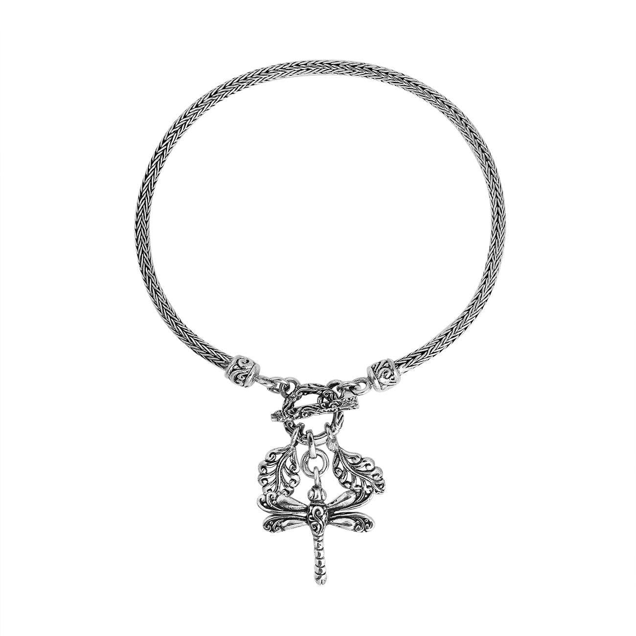 Sterling Silver Dragonfly charms 2.5 mm Snake Chain bracelet - Inspiring Jewellery