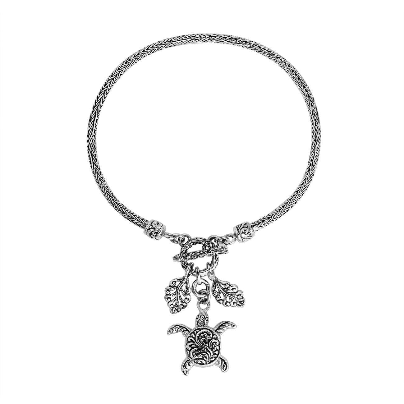 Sterling Silver Lucky Turtle Charm Snake Chain bracelet - Inspiring Jewellery