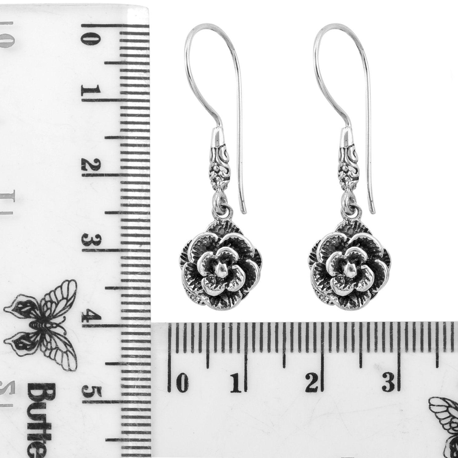 Handmade ROSE FLOWER Earrings in SOLID 925 Sterling Silver - Inspiring Jewellery
