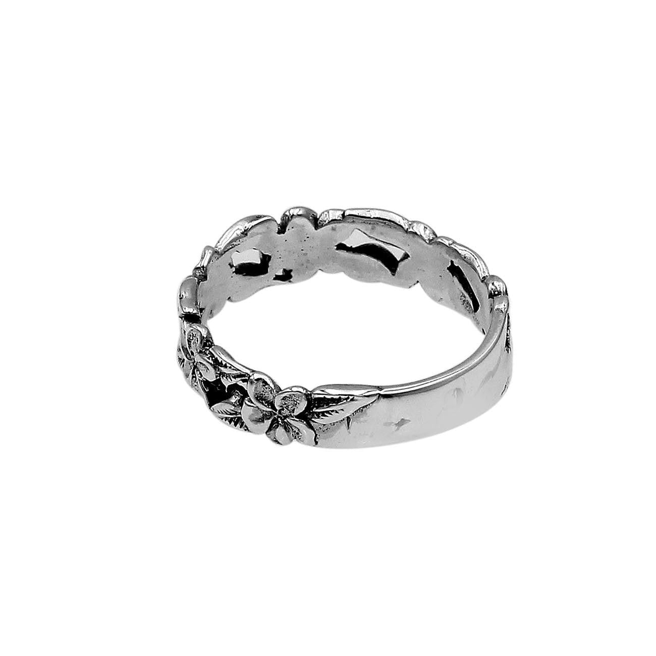 Handmade BALI Frangipani Floral BAND Ring in 925 Sterling Silver - Size L , M , N , O , P , Q - Inspiring Jewellery