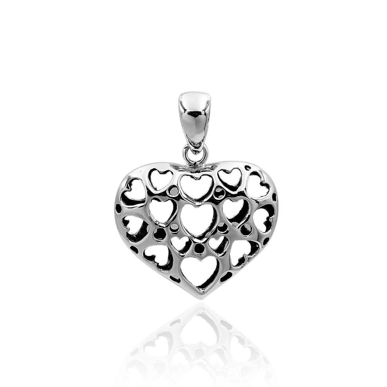 Handmade HEART Charm Pendant Necklace in 925 Sterling Silver With Chain - 3.0 Cm - Inspiring Jewellery