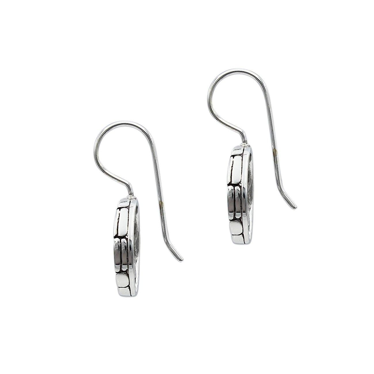 Handmade Cobblestone Circle hook Earrings in SOLID 925 Sterling Silver - 3 Cm - Inspiring Jewellery