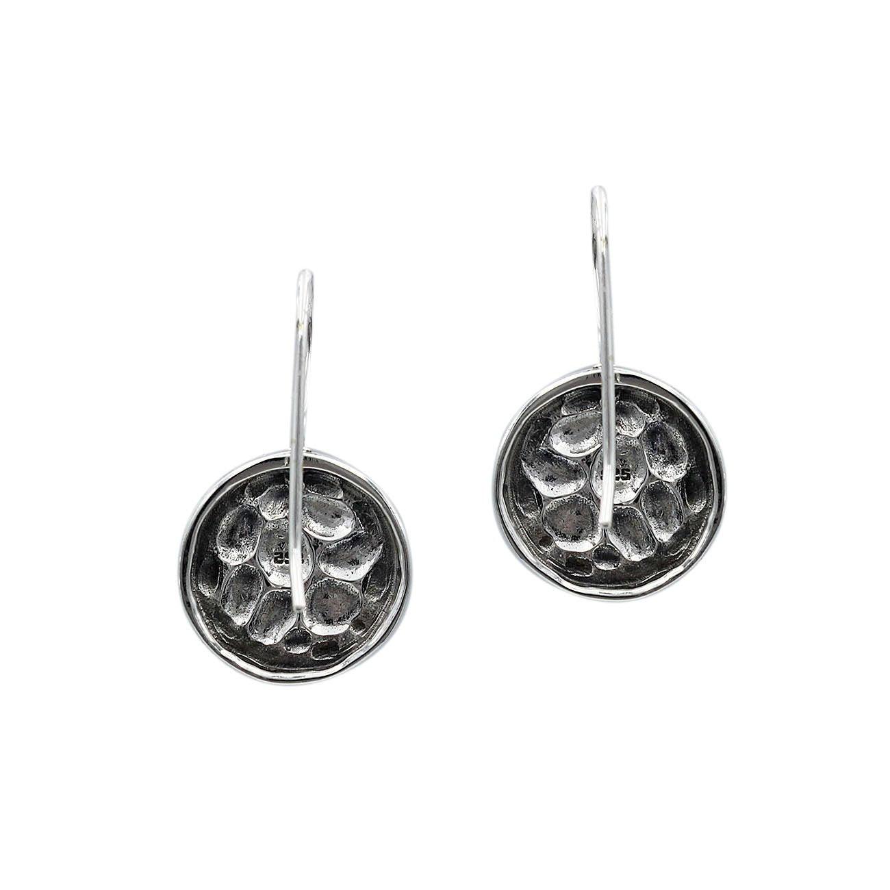 Handmade Cobblestone Circle hook Earrings in SOLID 925 Sterling Silver - 3 Cm - Inspiring Jewellery