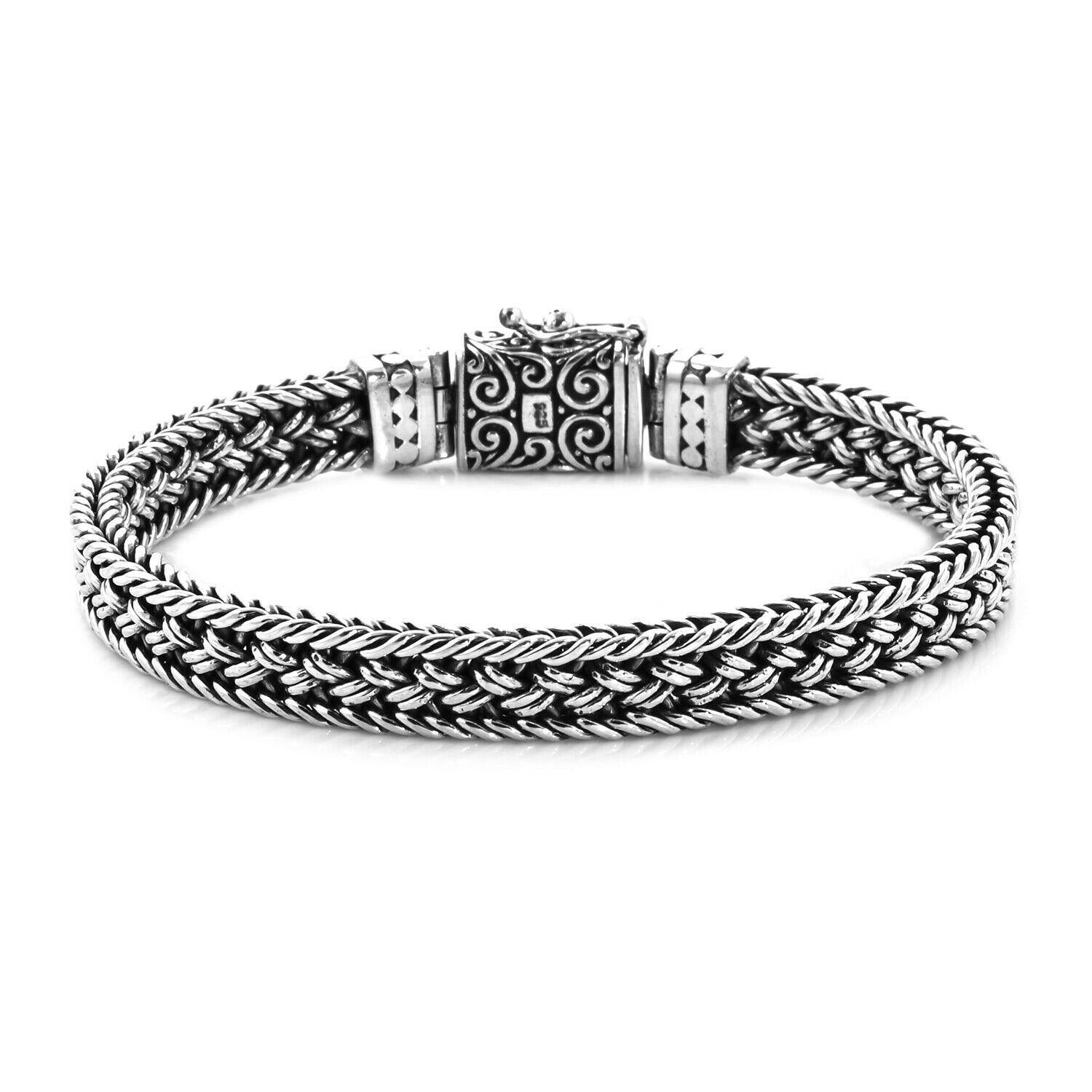 Designer BALI Hand WEAVED Solid 925 Sterling Silver Chain Bracelet Butterfly Lock - Inspiring Jewellery