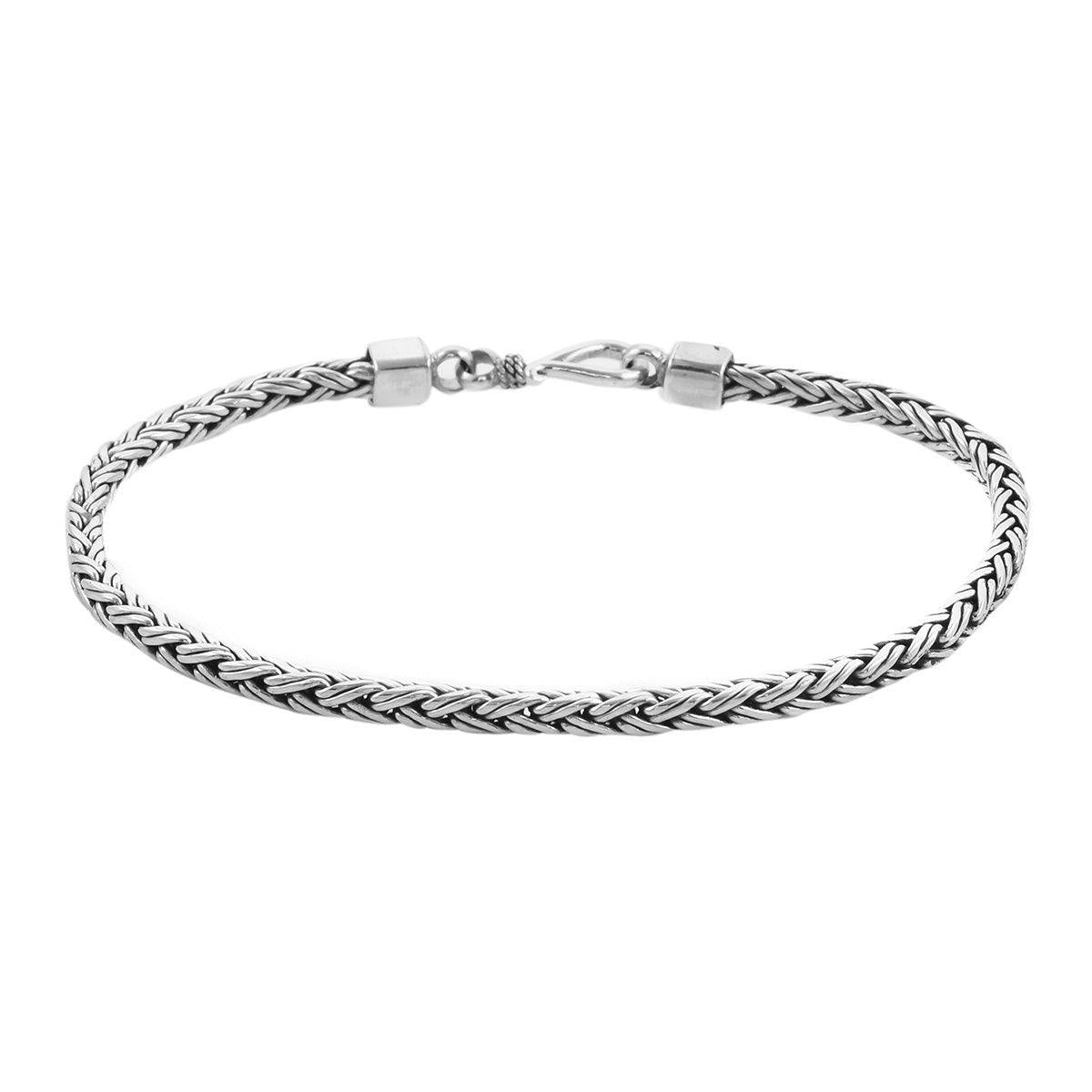 Solid 925 Sterling Silver Handmade Square WHEAT Chain Bracelet 3 mm Handmade - Inspiring Jewellery