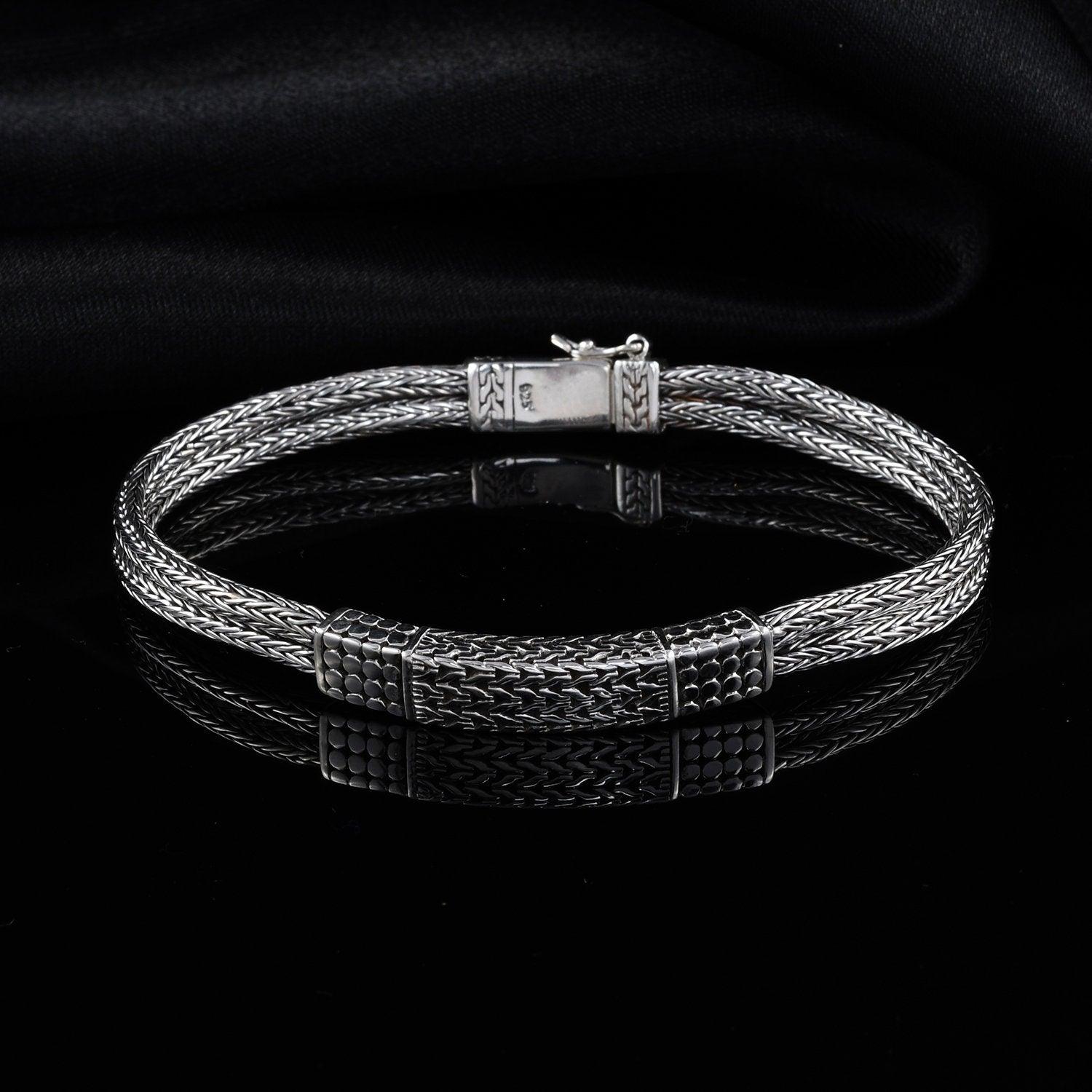 UNISEX Snake Chain Tag Bracelet Handmade in 925 Sterling Silver 7 mm Chain 8.25 - 9 Inches - Inspiring Jewellery