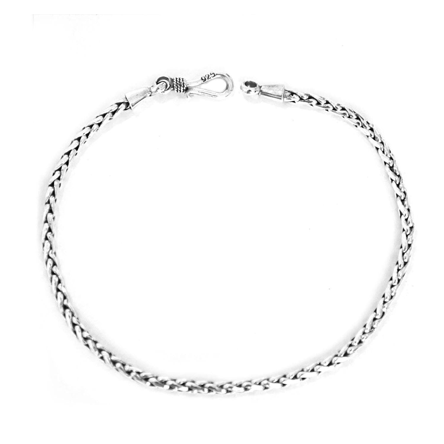 Bali Solid WHEAT Chain Bracelet in 925 Sterling Silver Handmade - 2.5 mm - Inspiring Jewellery