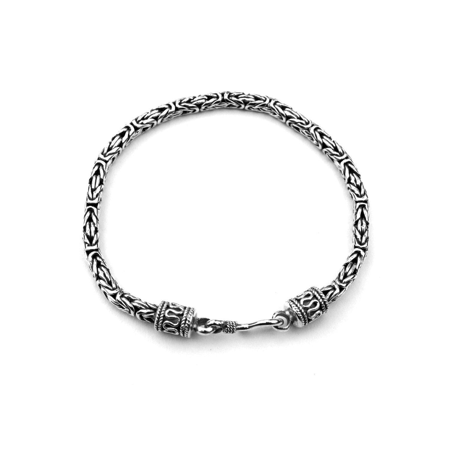 UNISEX ROUND Byzantine Bracelet Handmade 4 mm Solid 925 Sterling Silver - Inspiring Jewellery