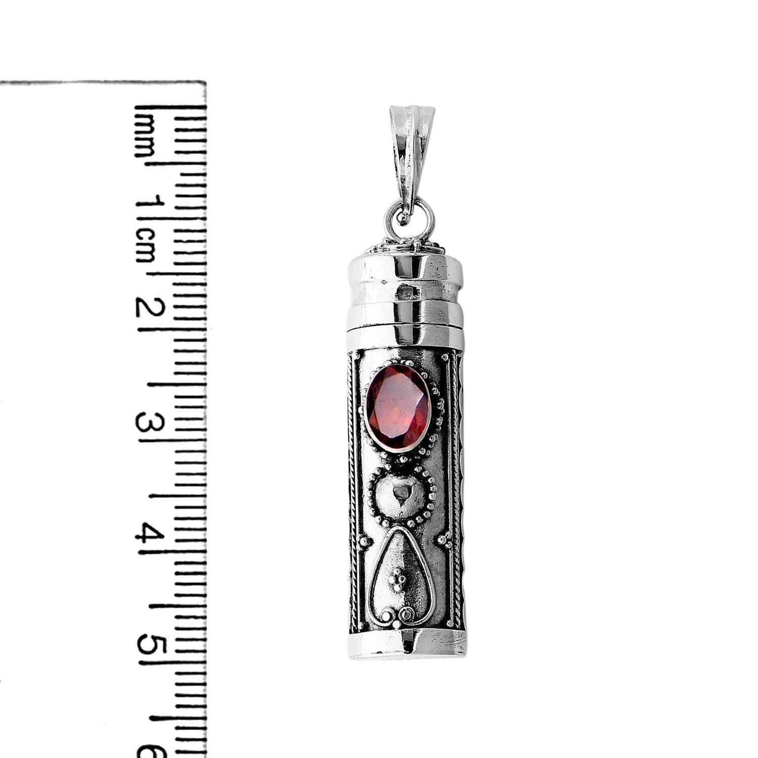 Red Garnet Prayer Box - Pill Box Perfume Pendant - Ashes Locket Pendant -925 Sterling Silver - - Inspiring Jewellery