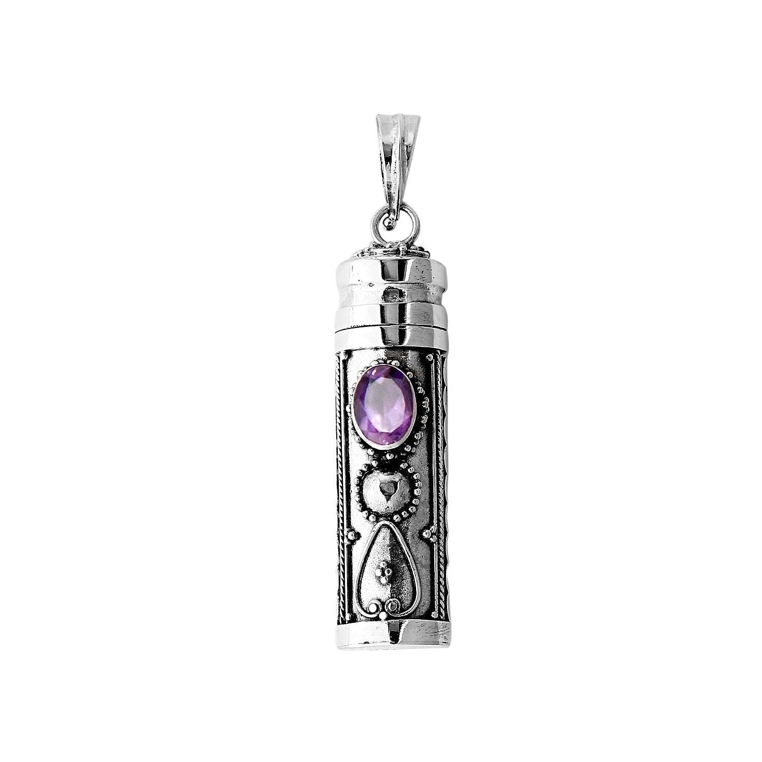 Amethyst Prayer Box - Pill Box - Perfume Pendant - Ashes Locket Pendant - 925 Sterling Silver Handmade - Inspiring Jewellery