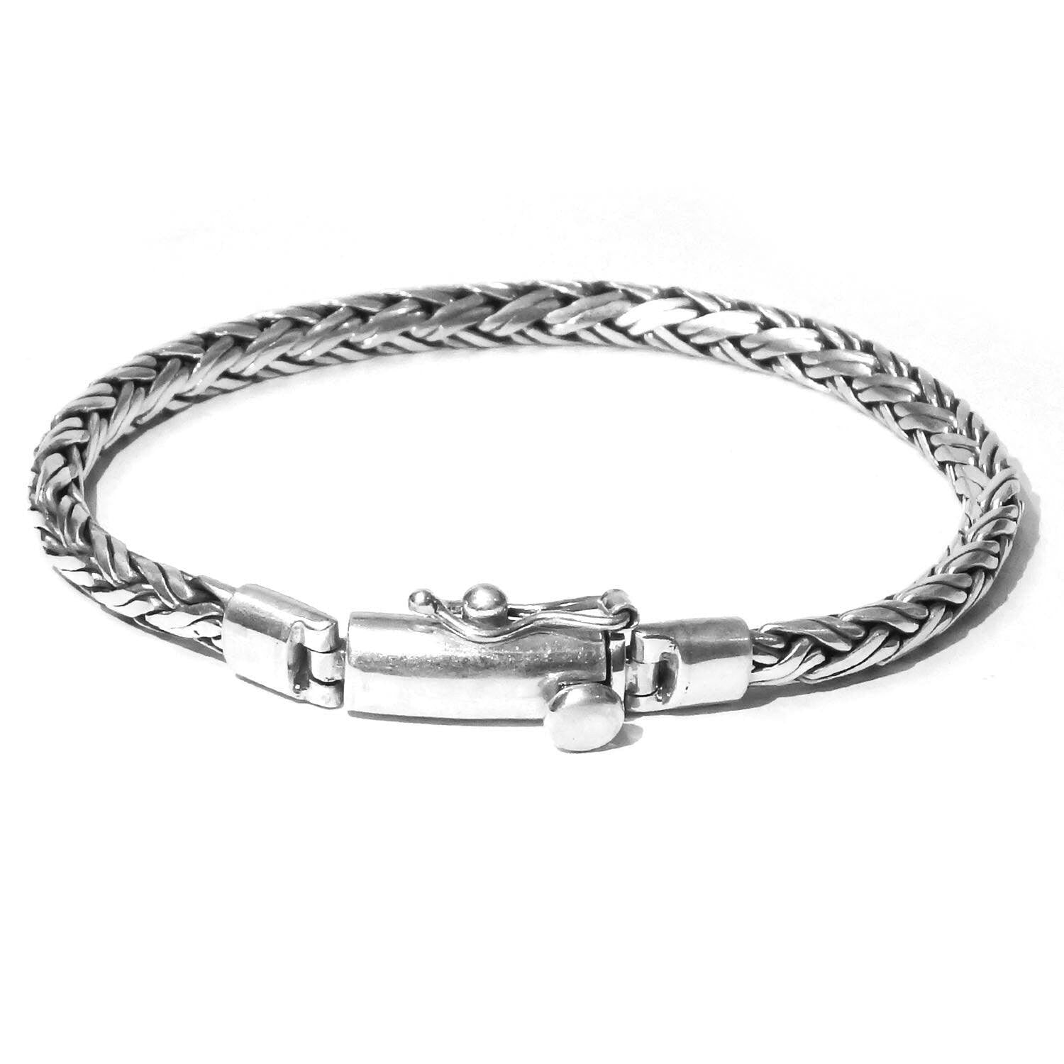 Solid 925 Sterling Silver Handmade WHEAT Chain Bracelet 4 mm Handmade - Inspiring Jewellery