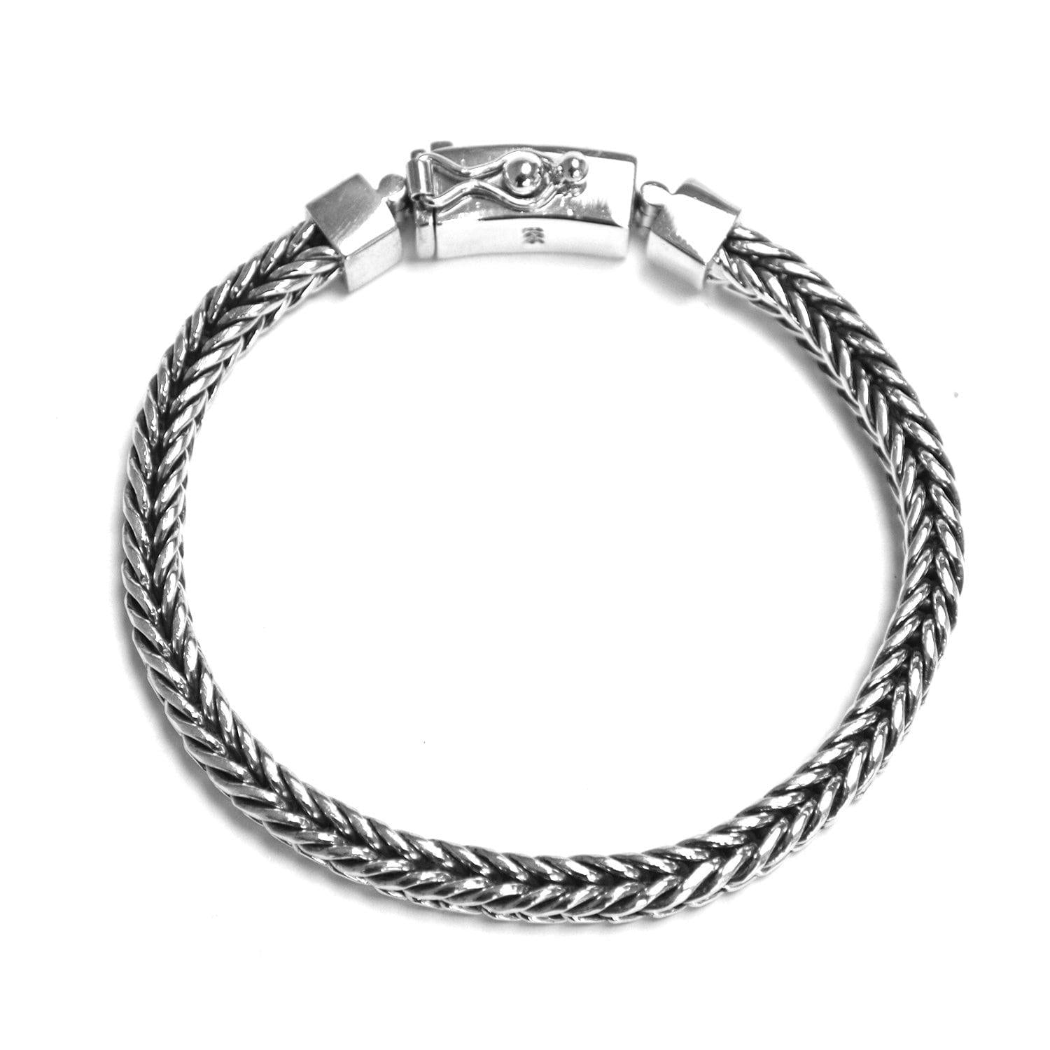 Solid 925 Sterling Silver Handmade Square WHEAT Chain Bracelet 5 mm Handmade - Inspiring Jewellery