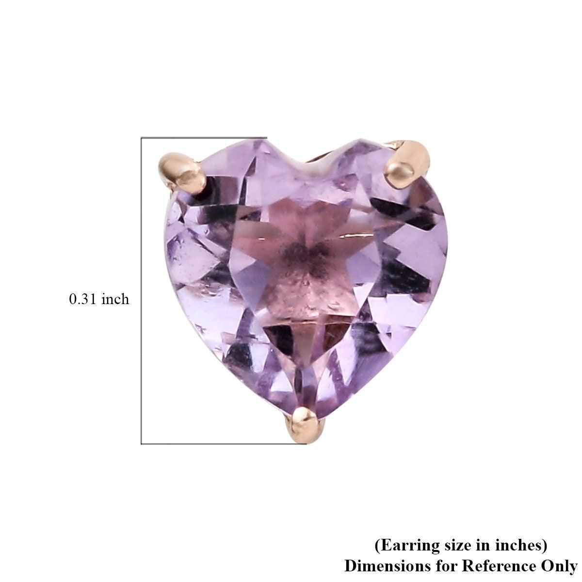 Pink Amethyst Heart Gemstone earrings , 925 Sterling Silver Stud , Rose Gold , Pink Gemstone Heart Studs by Inspiring Jewellery - Inspiring Jewellery