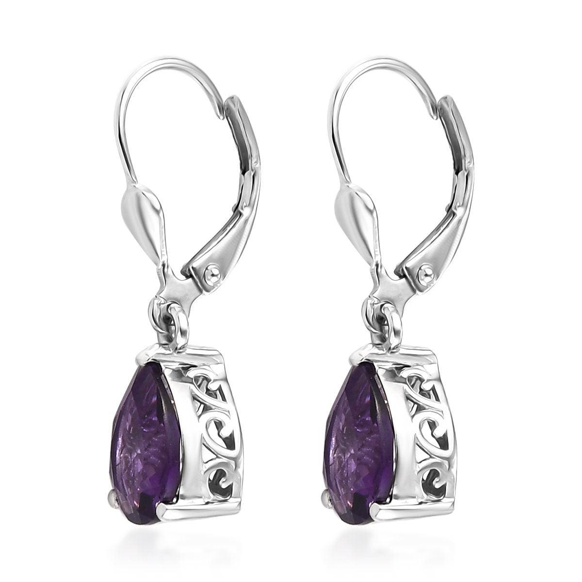 5x7 mm Pear Amethyst Drop Shape Halo Dangle Earrings in 925 Sterling Silver | Gems popular Barn