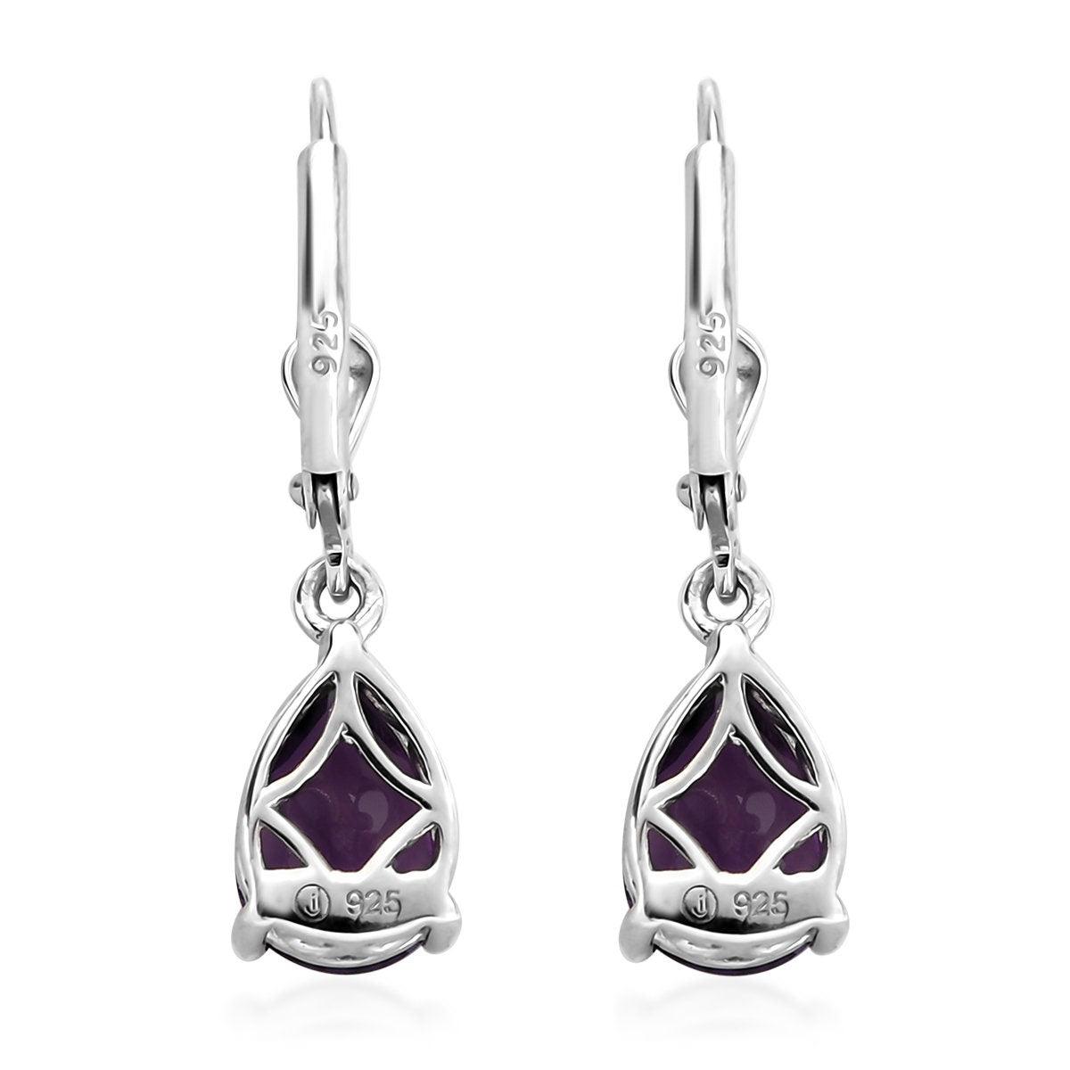 5x7 mm Pear Amethyst Drop Shape Halo Dangle Earrings in 925 on sale Sterling Silver | Gems Barn